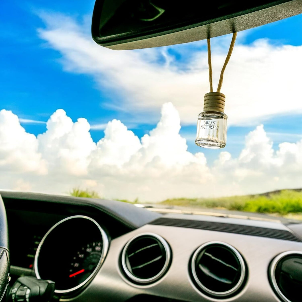 Urban Naturals Car Air Freshener Diffuser 3 Pack - Eucalyptus Spearmint Scent, 45+ Days Long Lasting Fragrance, Made in USA, Glass & Wood, Hanging Design + Vent Cip, Easy to Use