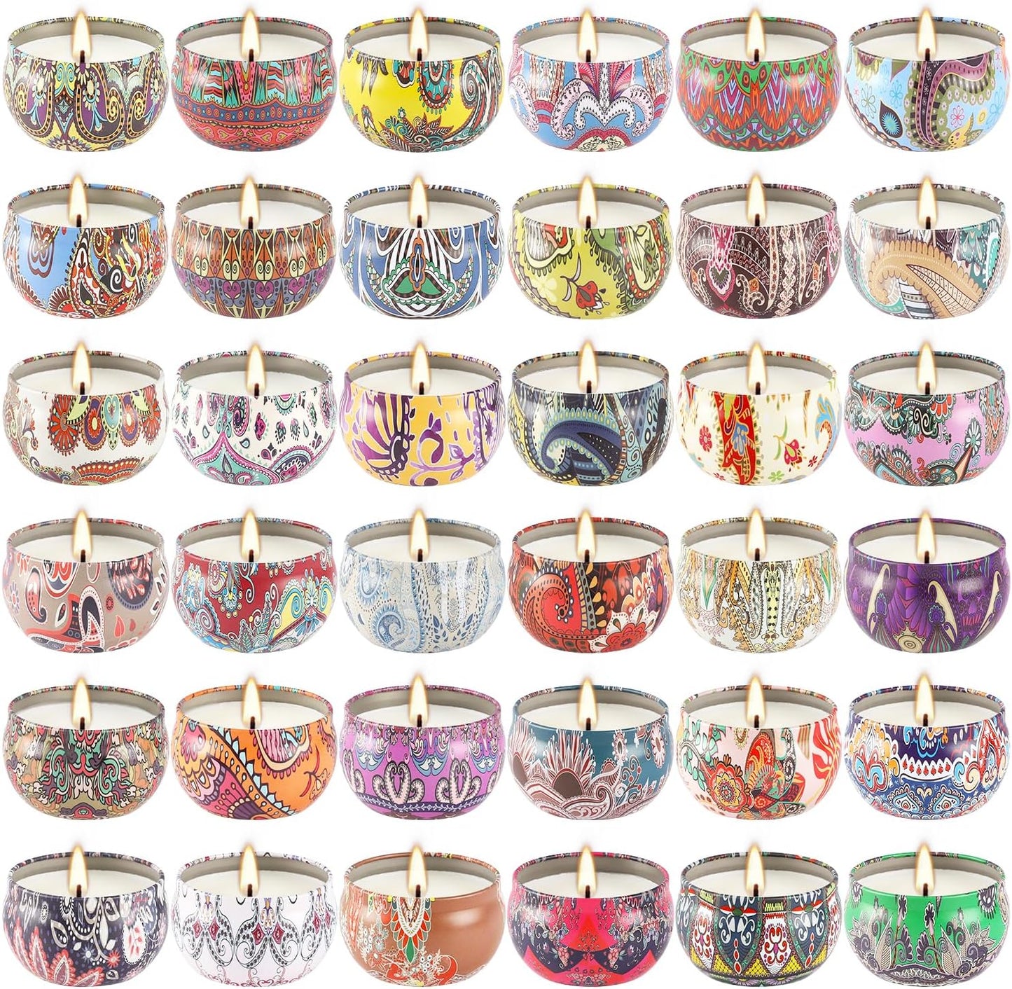 Scented Candles Gifts Set of 36, 2.5 oz Soy Wax Aromatherapy Travel Tin Jar Candles for Family,Colleagues,Friends, Teachers,Thank You Gifts