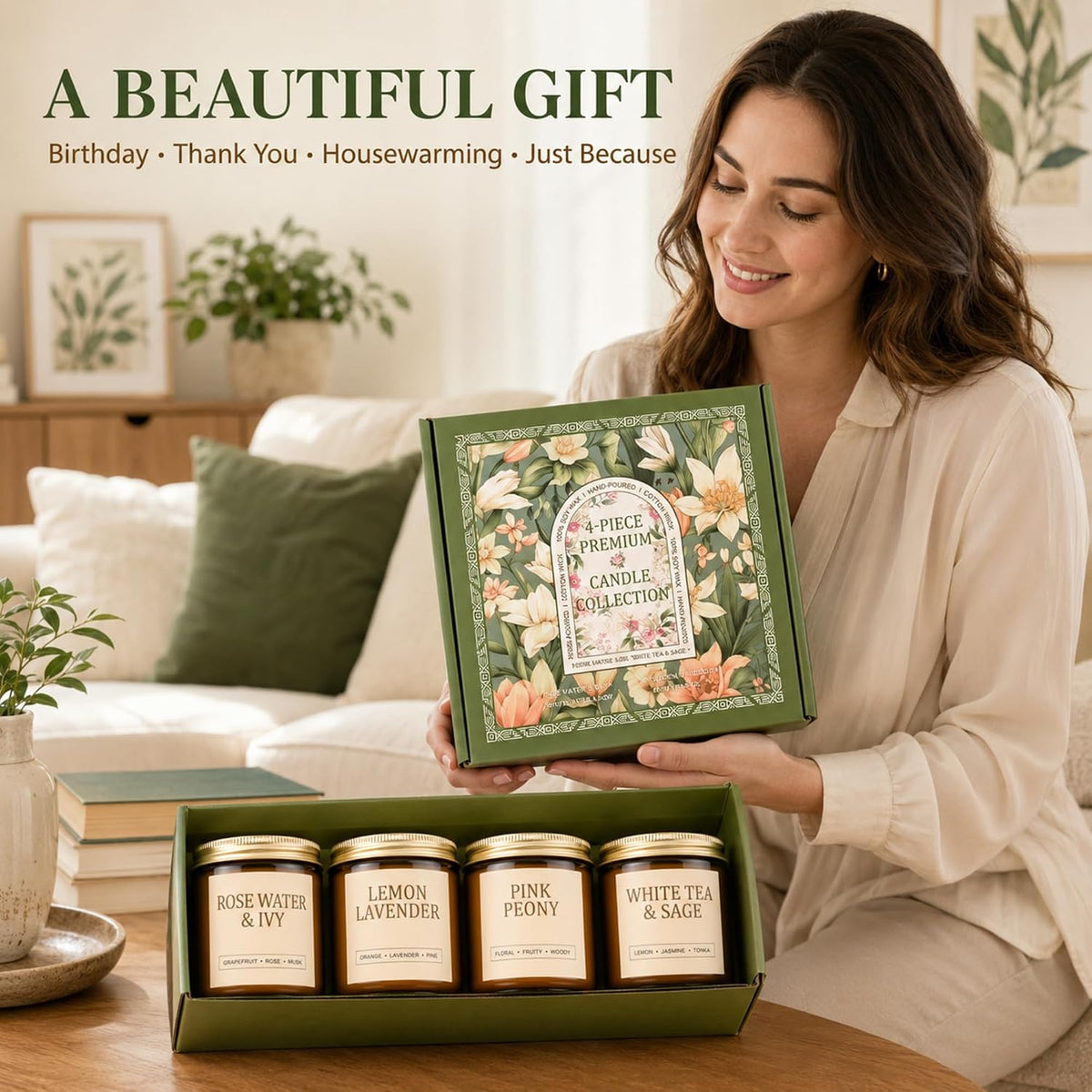 Scented Candles for Women, 4 Pack Soy Jar Candles, 28 oz Total