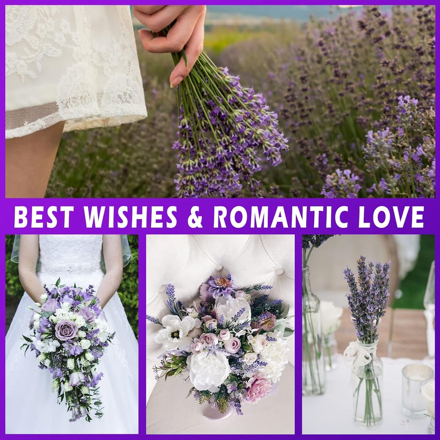 Uieke Dried Lavender Flowers, 16" Preserved Dried Lavender Bundles Blue Flowers Bouquet for Shower Weeding Home Fragrance Vase Crafts Decor, 200g(7.05oz)