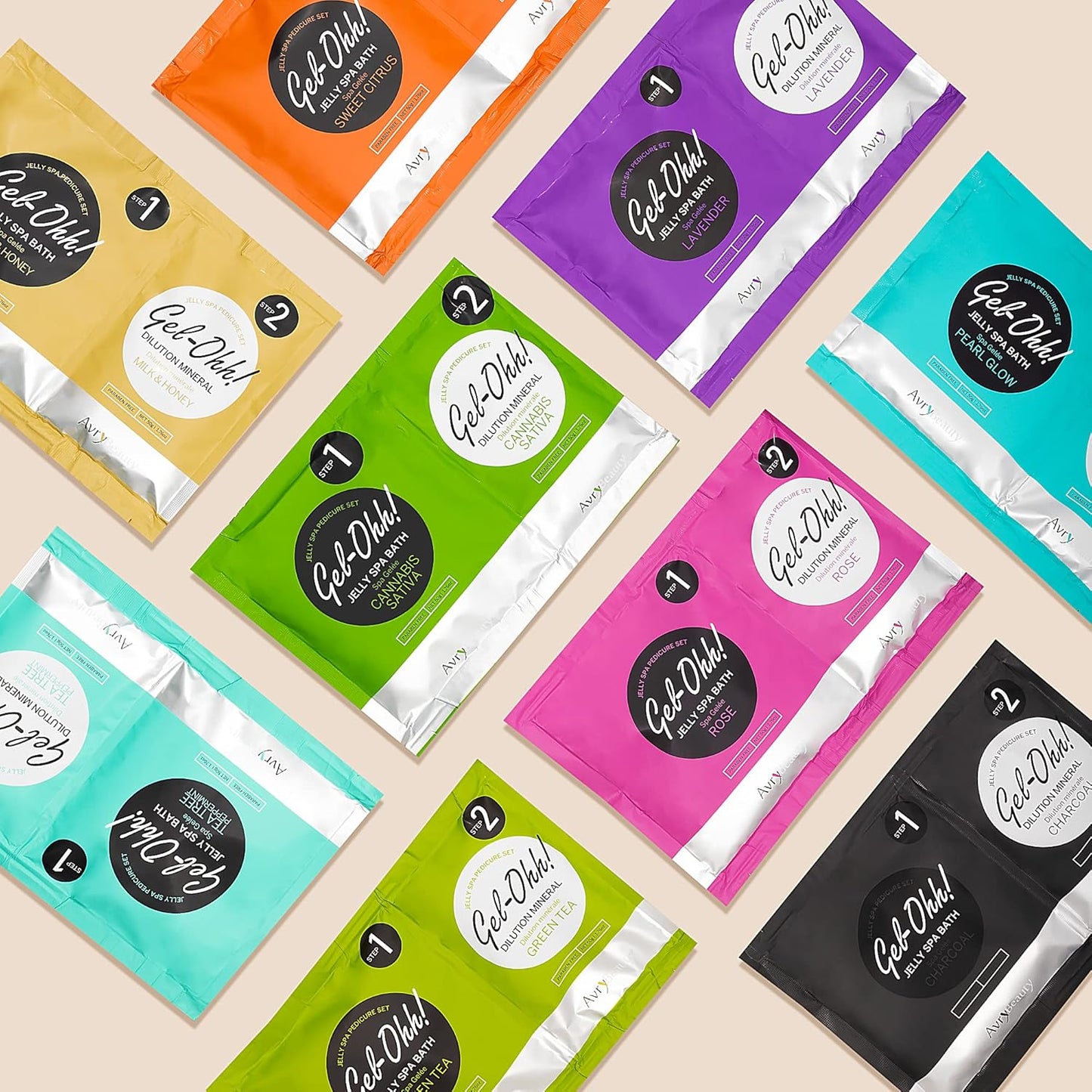 AvryBeauty Gel-Ohh Jelly Spa Bath 3 pack, Citrus Fresh, Citrus Scented, Vitamin C , Jelly Pedicure, Salon Services, Pedicure, Salon Pedi, Relaxation, Heat & Aroma Therapy, Foot Care