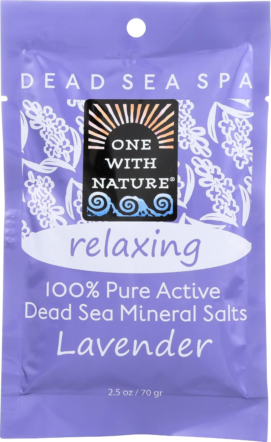 One With Nature Relaxing, 100% Pure Active Dead Sea Mineral Salts, Lavender, For Eczema, Psoriasis and All Skin Types, Natural, Therapeutic, 2.5 Oz (Pack of 6)