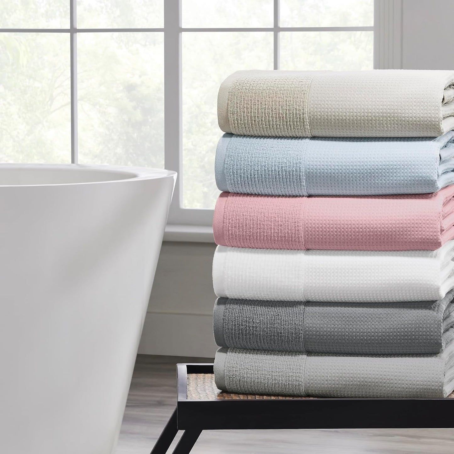 Modern Threads Waffle-Rib 6-Piece Towel Set – Premium Cotton Bath Towels, Ultra-Absorbent & Soft, Elegant Waffle Texture for Bathroom & Spa, Taupe