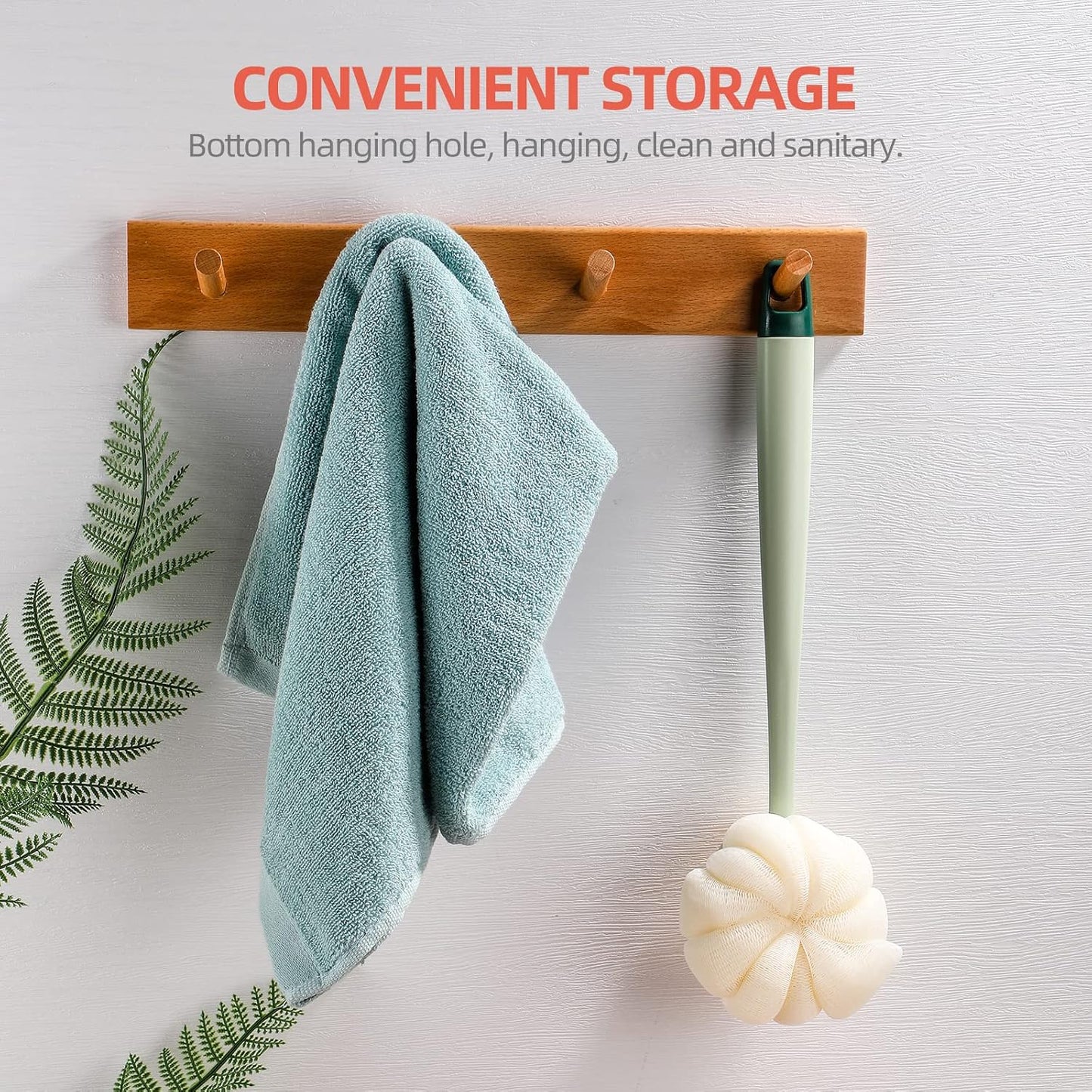 Body Shower Brush with Bristles and Loofah,Back Scrubber Bath Mesh Sponge with Long Handle for Skin Exfoliating Bath, Massage Bristles Suitable for Wet or Dry, Men and Women (Pink & Green)