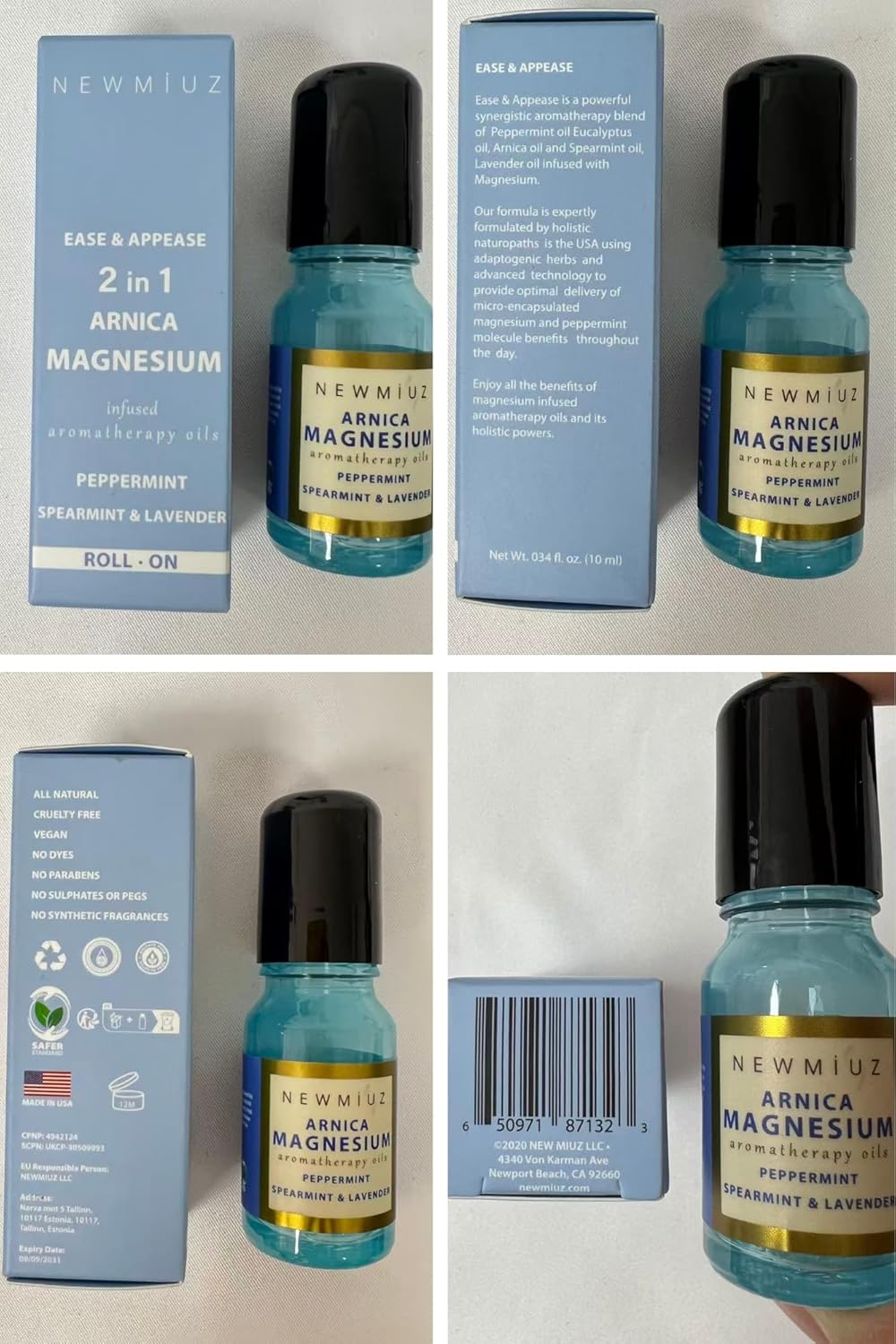 Migraine Roll on Stick Headache Magnesium Arnica Montana Oil Peppermint Eucalyptus Lavender Spearmint Essential Oil Stress Relief Gifts for Women