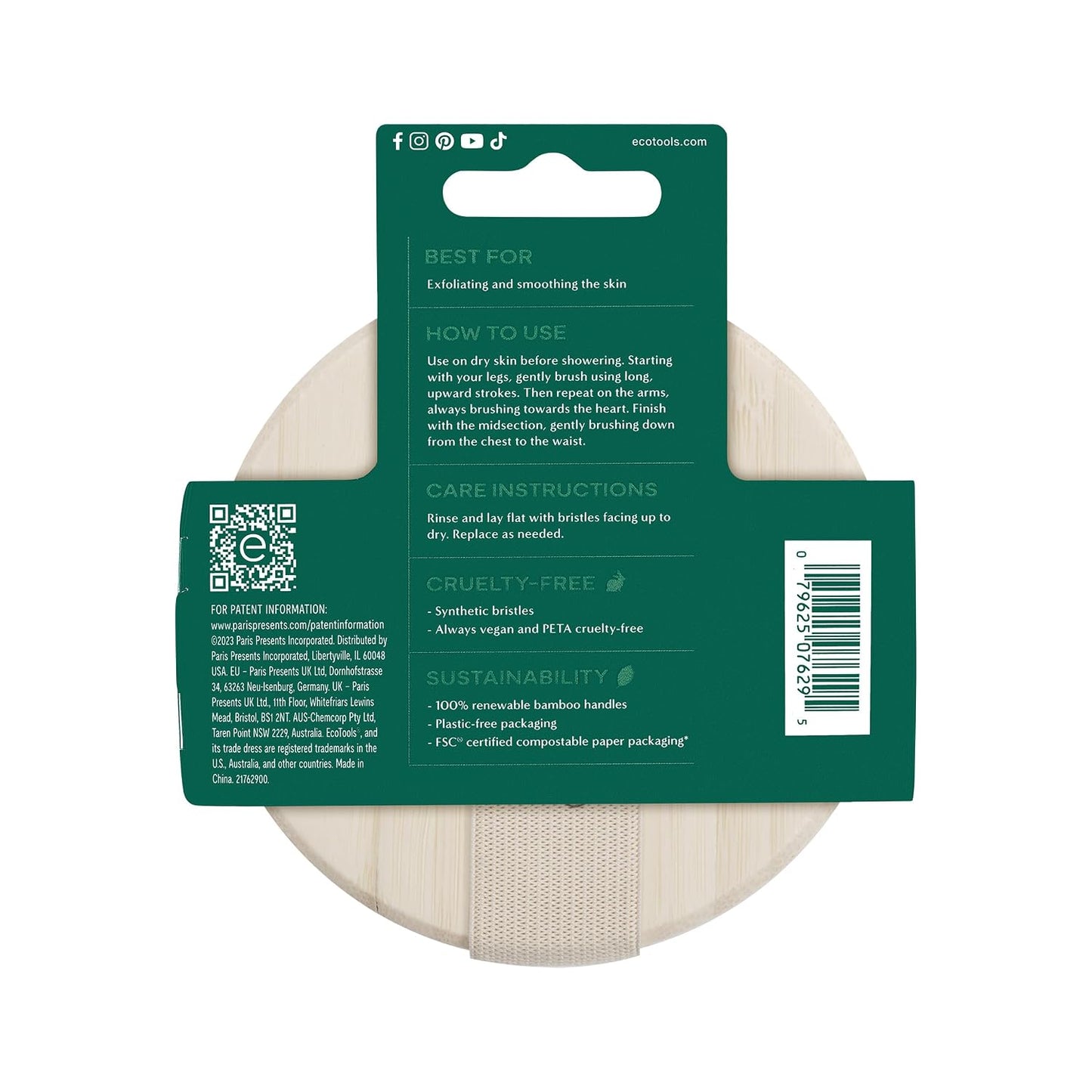EcoTools Dry Body Brush, for Post Shower & Bath Skincare Routine, Removes Dirt and Promotes Blood Circulation, 1 Count