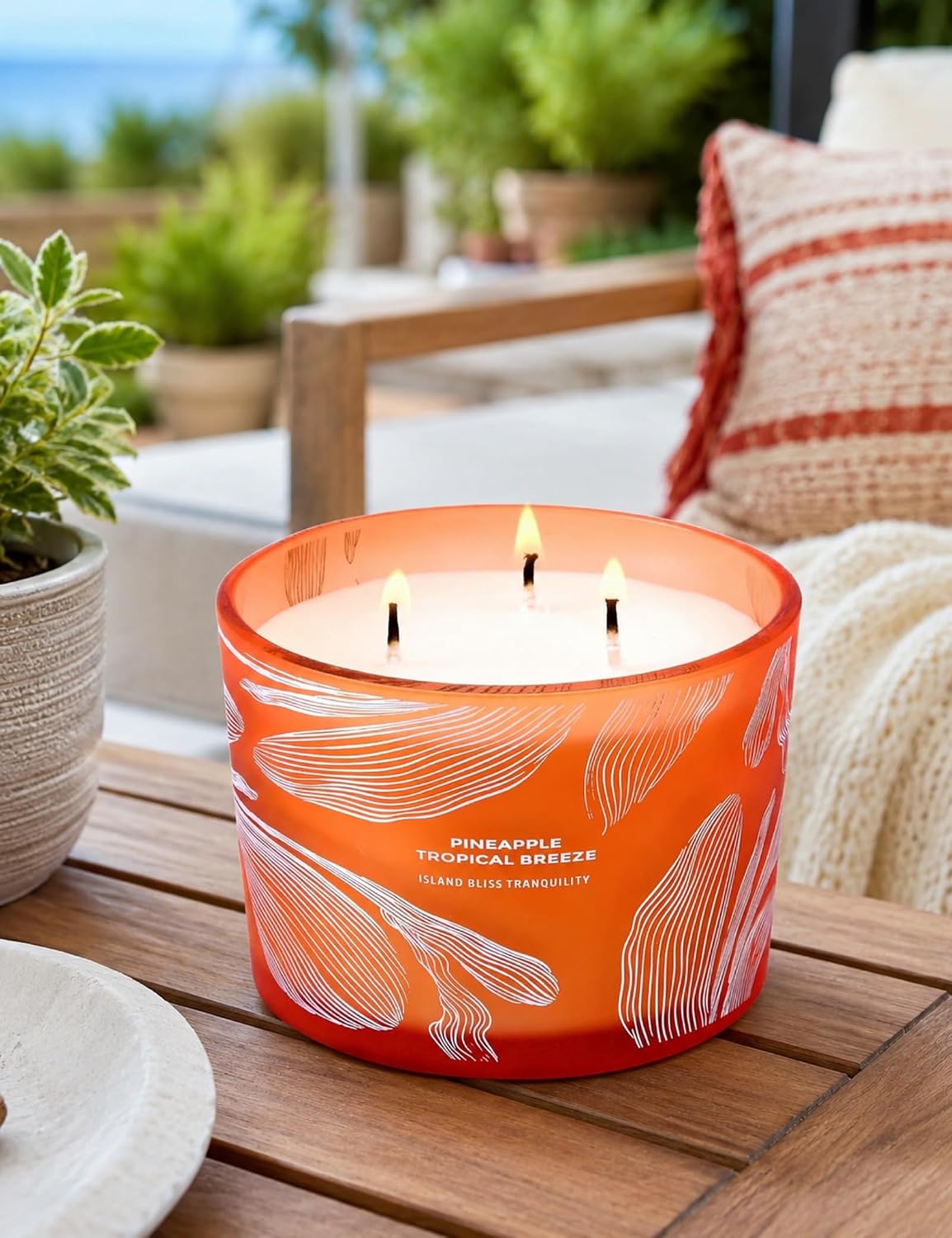 Pineapple Tropical Breeze 3 Wick Candle for Home Scented | 14.5 oz Large Soy Candle | Tropical Pineapple Fruit Summer Scented Candle | Fruity Aromatherapy Candles | Beach Gift for Women & Men
