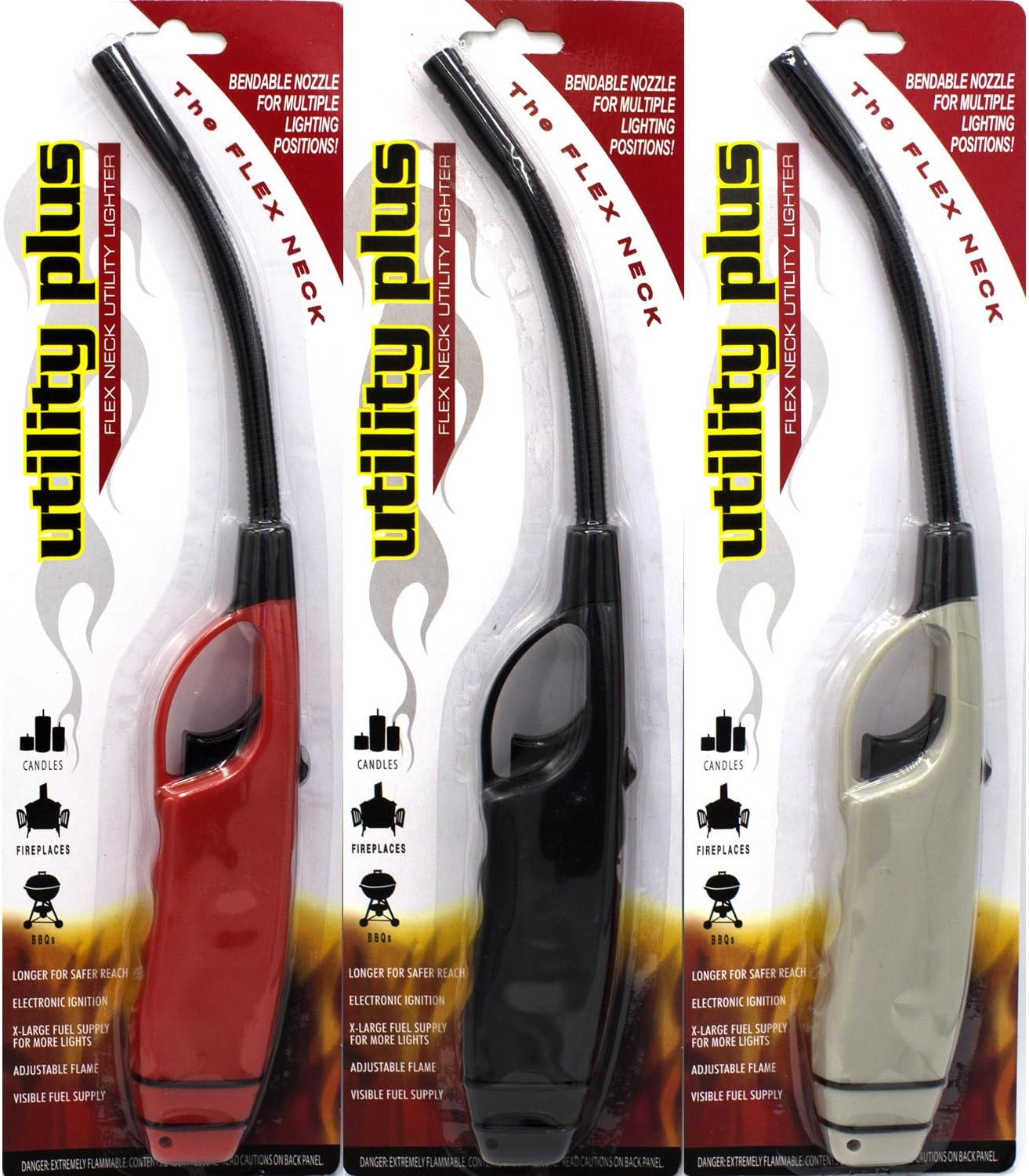 Flexible Neck Multi Purpose Long Neck Lighters, Ideal for Candle Lantern BBQ Grilling Fireplace Campfires Hiking, Utility Lighters, Bulk Pack of 12