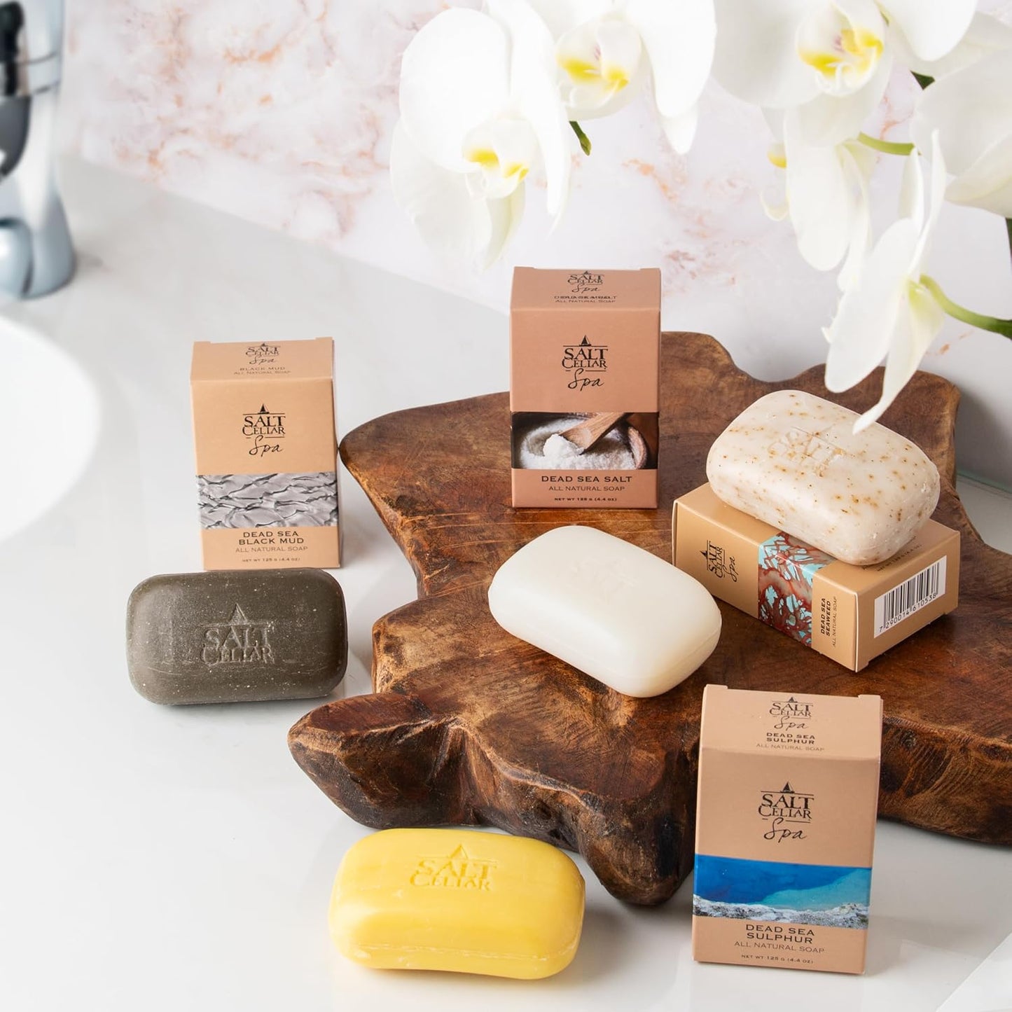 Salt Cellar Spa All Natural Dead Sea Mineral Soap β Pack of 4 β Nourishing & Hydrating for Glowing, Healthy Skin β Ideal for Eczema, Psoriasis, and Dry Skin Relief