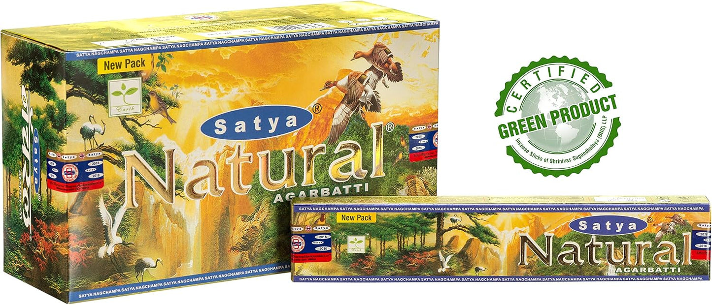 EARTH Satya Natural Incense Sticks 15 GMS (Pack of 12) (Green Certified) Indian Perfumed Hand Rolled Agarbatti Perfect for Worship,Relaxation, Medication.