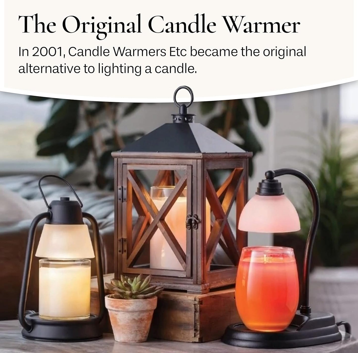 CANDLE WARMERS ETC. Auto Shutoff Candle Warmer Plate (White, Plug-in) – Modern Candle Wax Warmer with 8-Hour Timer