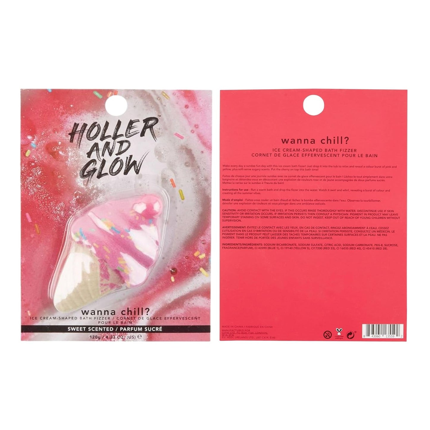 Holler and Glow Sweet Treat Bath Bomb Variety, Cupcake & Ice Cream, Bath Bombs for Girls, Sweet Scented, Fizzy Color Bursting, Non Toxic, Skin Safe, Mother's Day, Easter Or Birthday, 6 Piece Gift Set