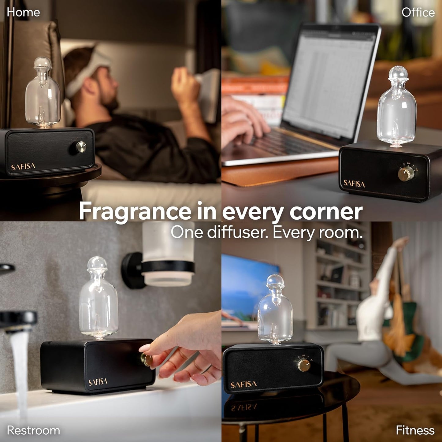 Waterless Essential Oil Diffuser, Nebulizing Cold Air Scent Diffuser for Home, 700 Sq. Ft., Portable Glass Waterless Diffuser for Large Room, Cordless Rechargeable, Smart, Hotel-Style