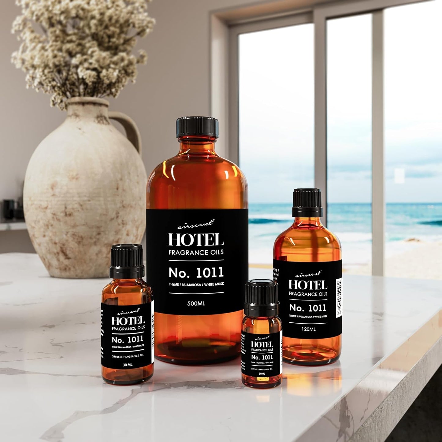 AirScent Hotel Diffuser Oil No. 1011 Inspired by The Beach Villas Hotel Scent - Premium Fragrance Oil for Ultrasonic and Waterless Diffusers and Crafting - 10 mL, .34 fl oz Glass Bottle