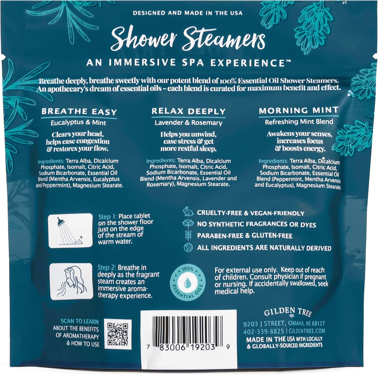 Gilden Tree Shower Steamers Aromatherapy Variety Pack – Sinus Relief, Relaxation & Energy Essential Oils, Birthday Gifts for Women Men Teens Adults, Individually Wrapped Made in USA (6 Pack, 3 Scents)