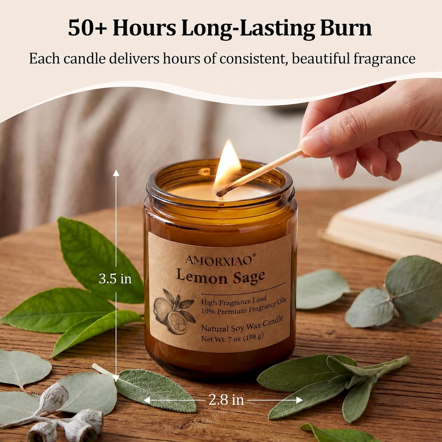 6 Pack Scented Candles for Home Scented: Soy Candles for Women Men, 42oz 300H Burning Aromatherapy Candle Set, Jar Candle Gift Set for Birthday, Scents of Eucalyptus/Sage/Cherry/Ocean/Melon/Vanilla