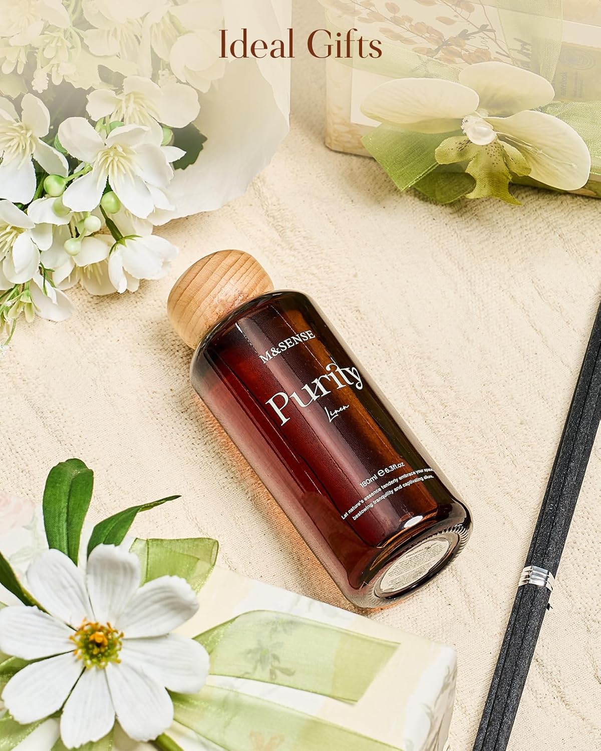 M&SENSE Orange Blossom Reed Diffuser: Upgraded Formula 6.3 fl oz Non-Toxic Aroma Set with Sticks, Long-Lasting Natural Essential Oil Gifts for Home, Bedroom