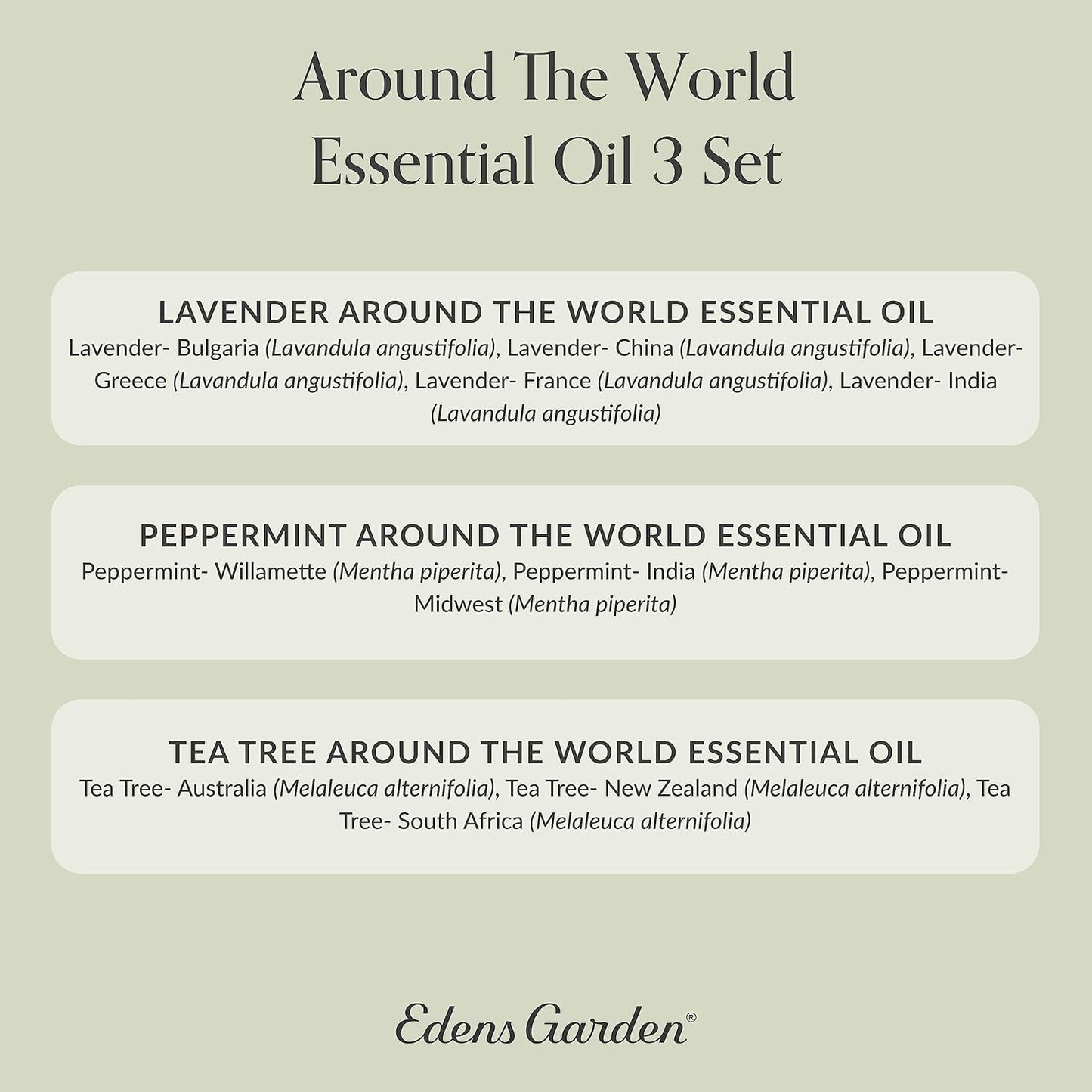 Edens Garden Essential Oils Around The World 3 Set – 100% Pure Therapeutic Grade Aromatherapy: Lavender, Peppermint & Tea Tree Oil for Diffusers & Home – No Fragrance & Undiluted, 10 ml/ 3 Pack