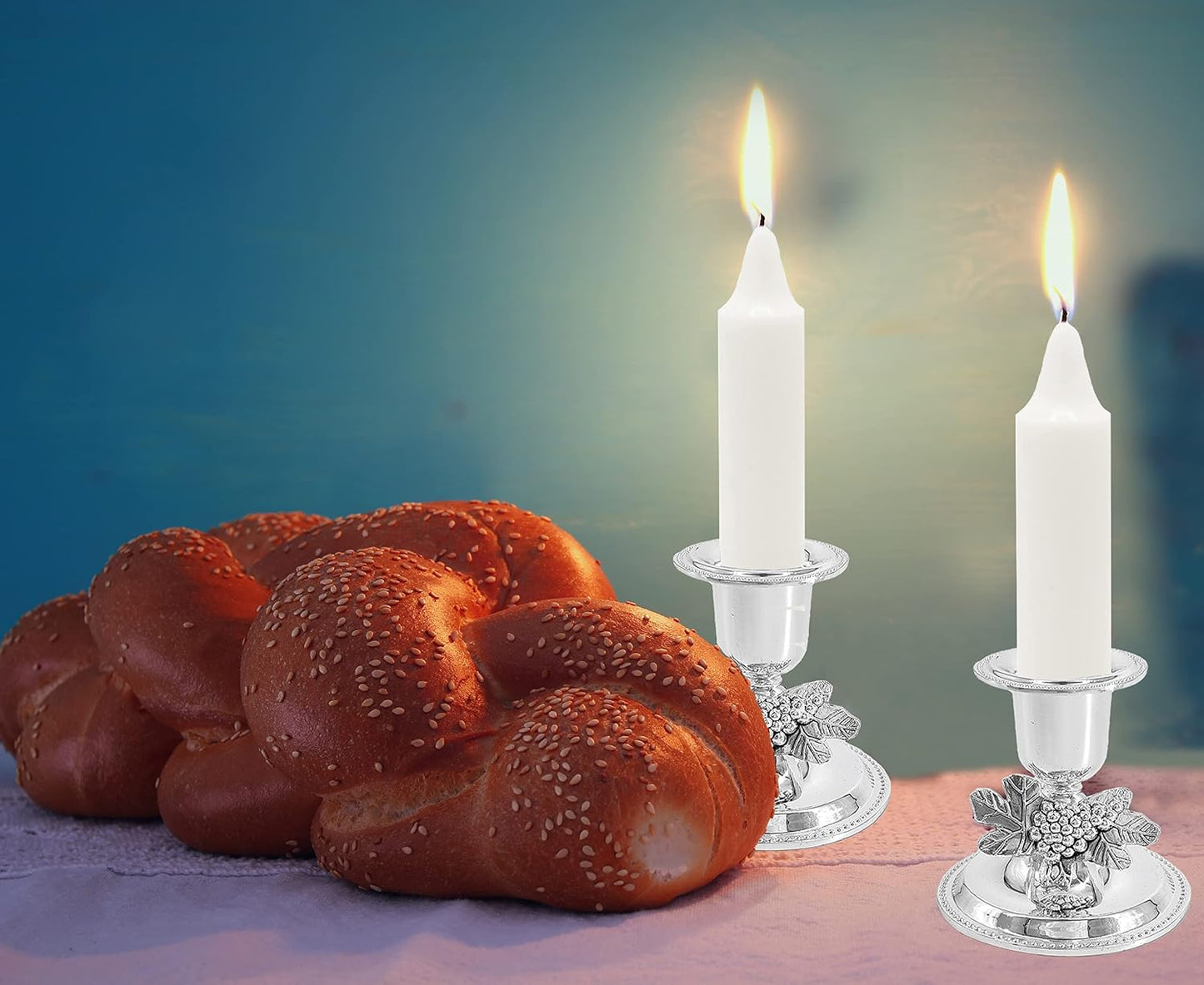 The Dreidel Company Shabbat Candlesticks Candle Holders Silver Plated, 2 Candlesticks Set (Single)