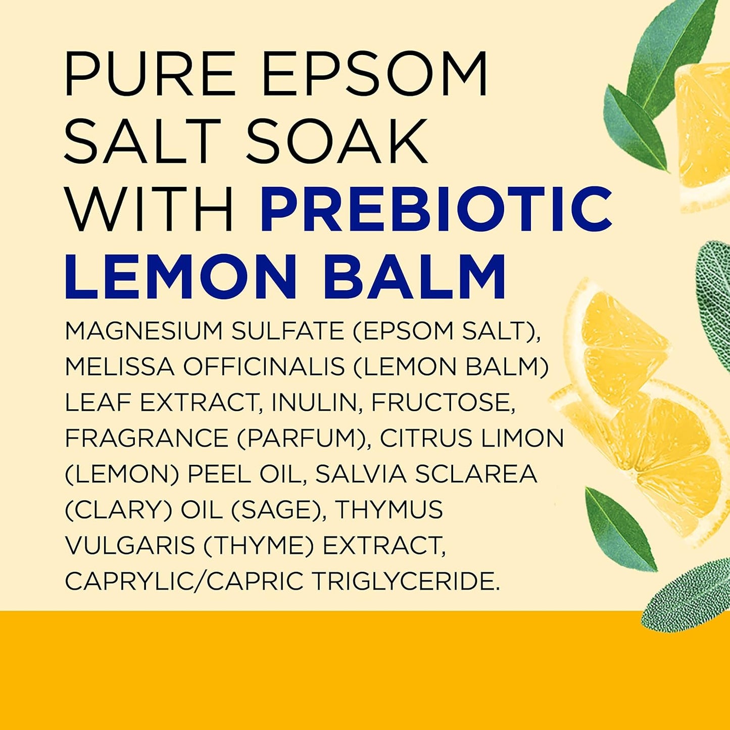 Dr Teal's Pure Epsom Magnesium Salt Soak, Prebiotic Lemon Balm & Essential Oil, 3 lbs (Pack of 4)