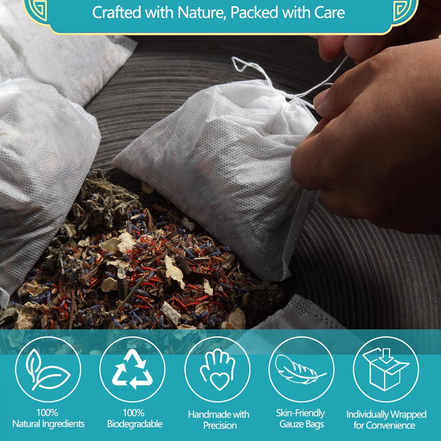 FASPLENDOR Epsom Salt Foot Soak Sachets with Lavender and Mugwort | 10 sachets; herbal blend; warm foot bath; home pedicure; daily foot care; relaxing self-care
