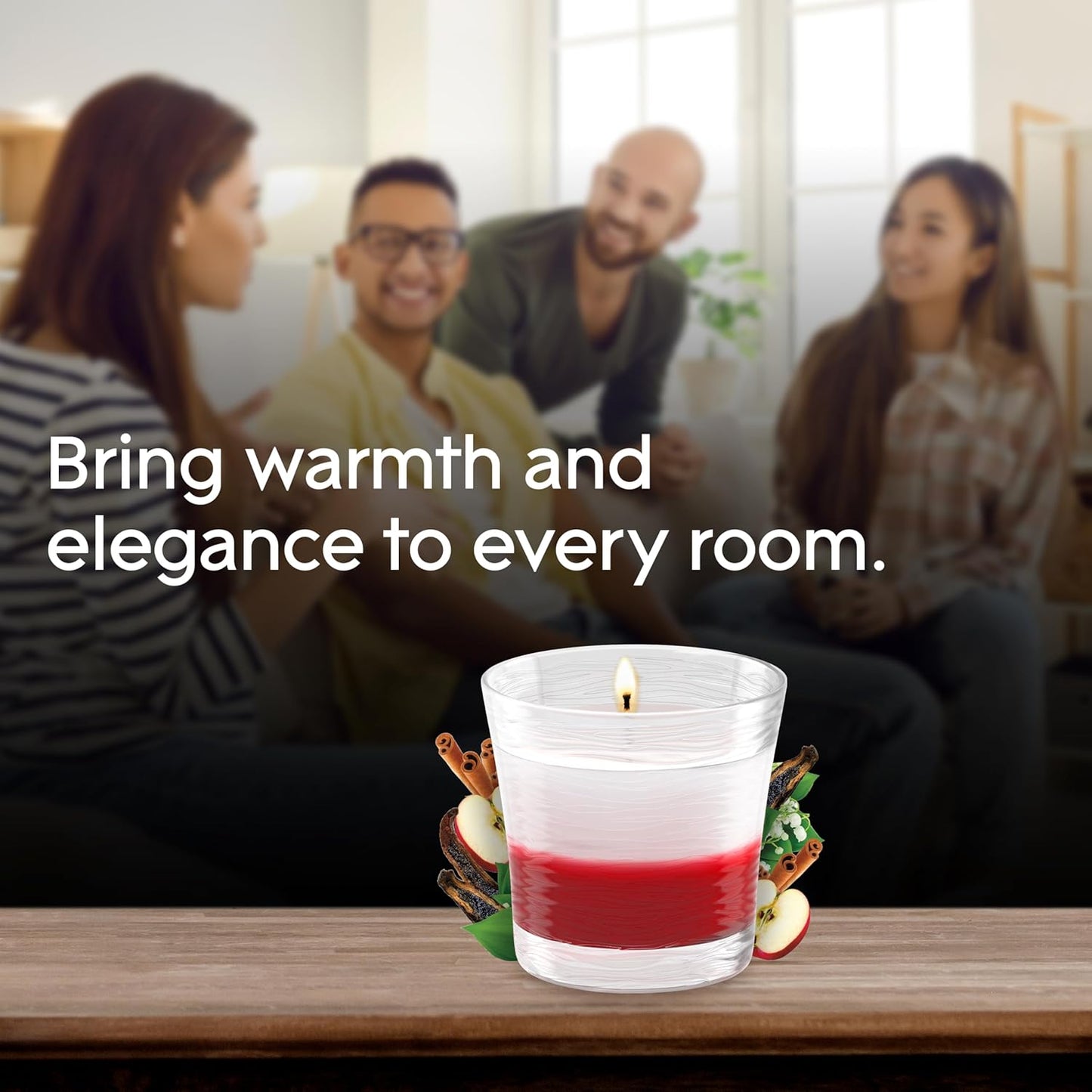 Glade 1-Wick 2in1 Scented Candle Jar, Sheer Vanilla Embrace & Apple Cinnamon, Air Freshener Infused with Essential Oils, 4.08 Oz, 2 Count