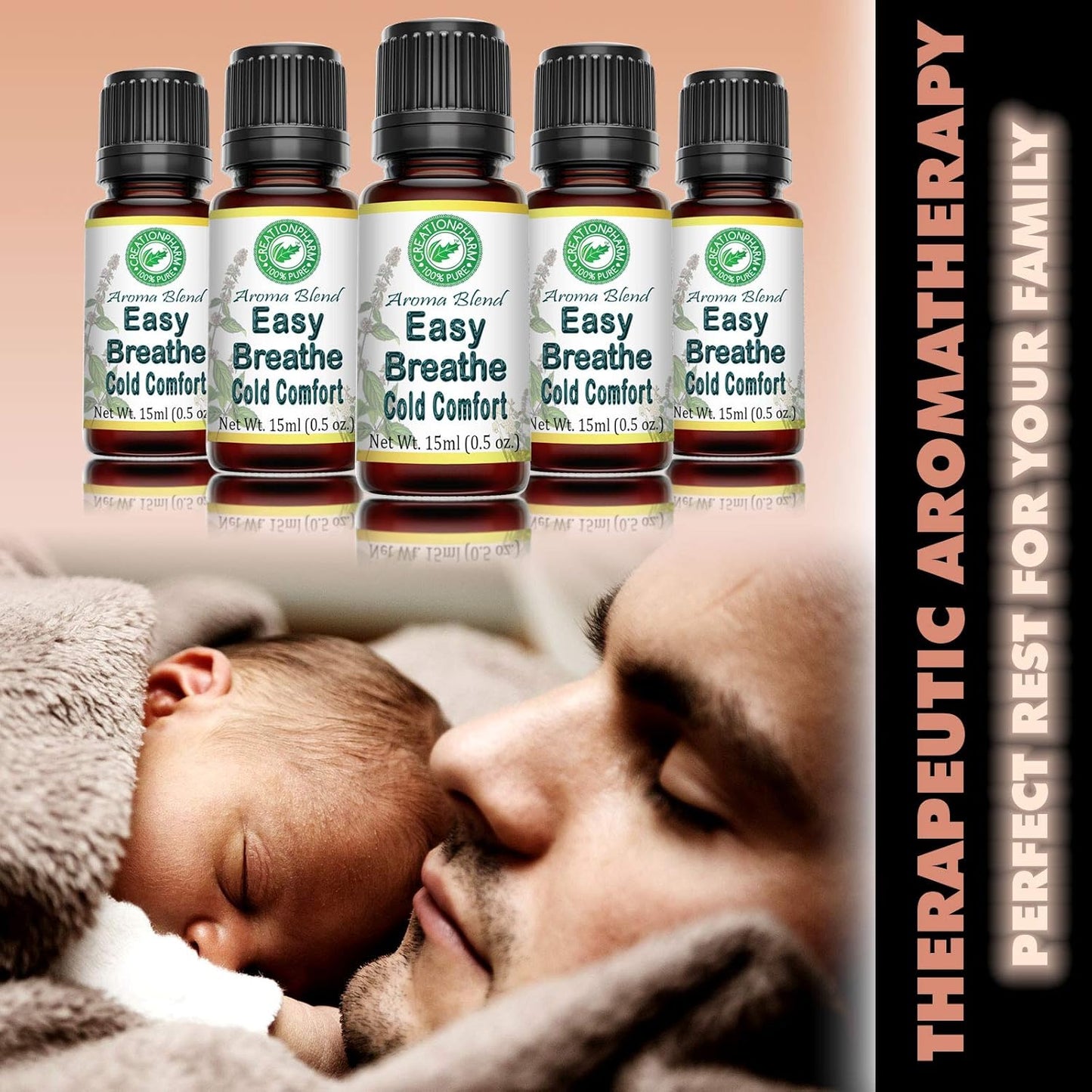 Easy Breathe Essential Oil Blend with Peppermint, Eucalyptus, Clary Sage, Rosemary, Cedar, Aromatherapy by Creation Pharm