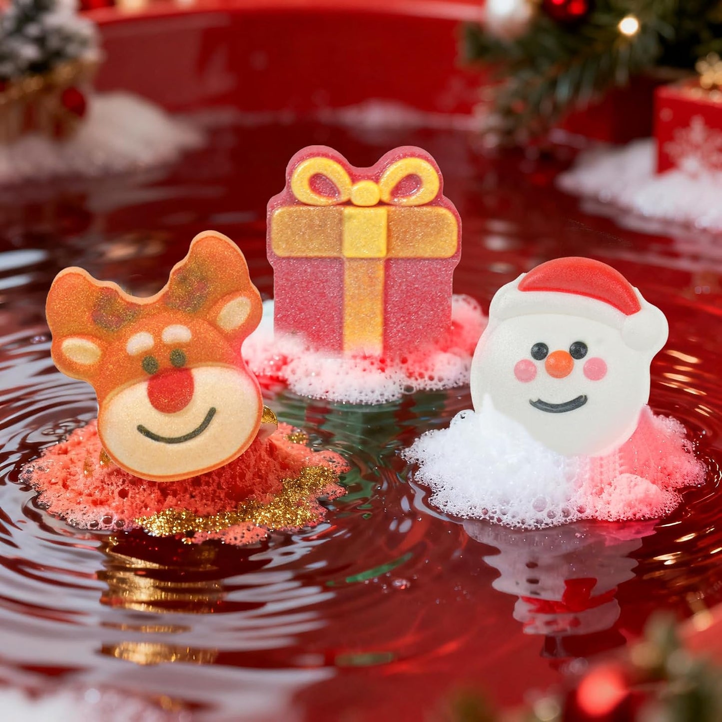 Christmas Bath Bombs for Kids, 6 Festive Shapes, Stocking Stuffer Gift Set | 6 large Christmas bath bombs offer a fuller soak with colorful fizz and scents, ideal gifts for kids and stocking stuffers