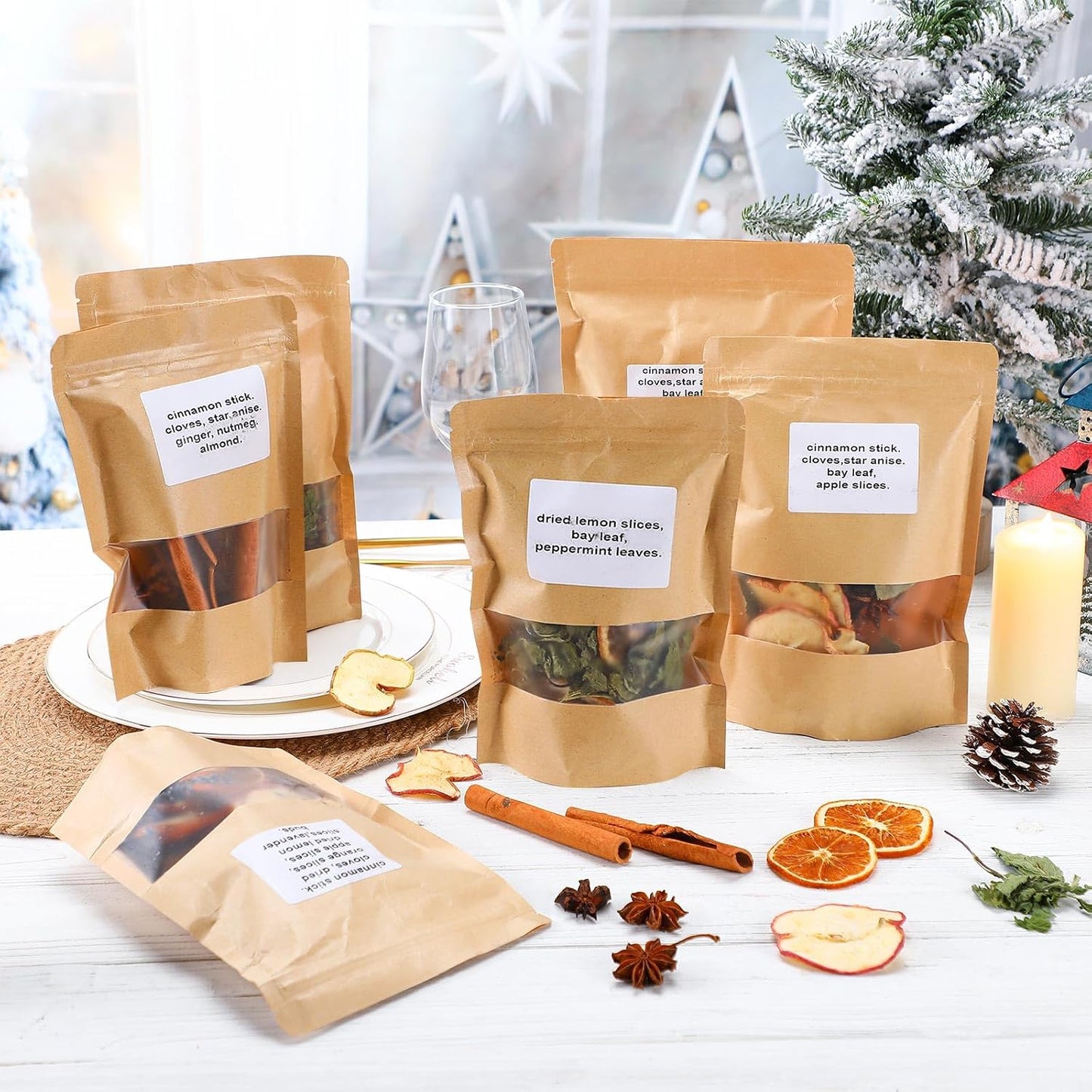 Siifert 12 Pack Winter Stovetop Potpourri Simmer Pot Kit Dried Orange Slices Cinnamon Stick Air Freshener Sachet Ingredients Bowl Filler Decor for Holiday Fragrance Housewarming Gift