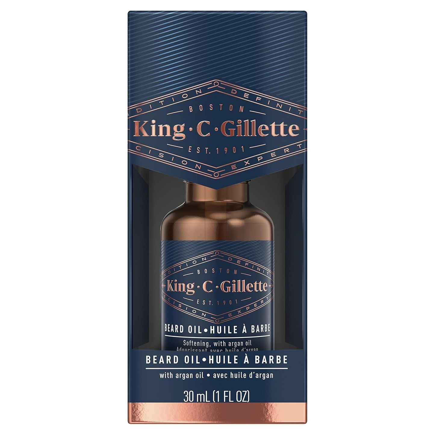 King C. Gillette Beard Oil for Men - Argan, Jojoba, Avocado, Macadamia Seed and Almond Oils - Moisturize and Soften Beard