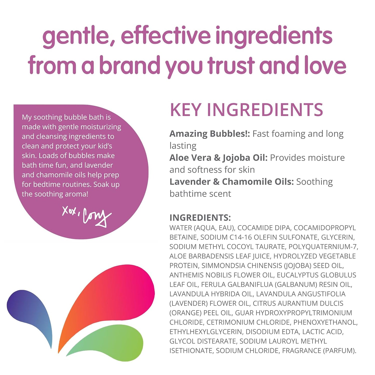 SoCozy Soothing Bubble Bath for Kids, Lavender & Chamomile, Moisturizing with Aloe Vera and Jojoba Oil, 20 FL OZ
