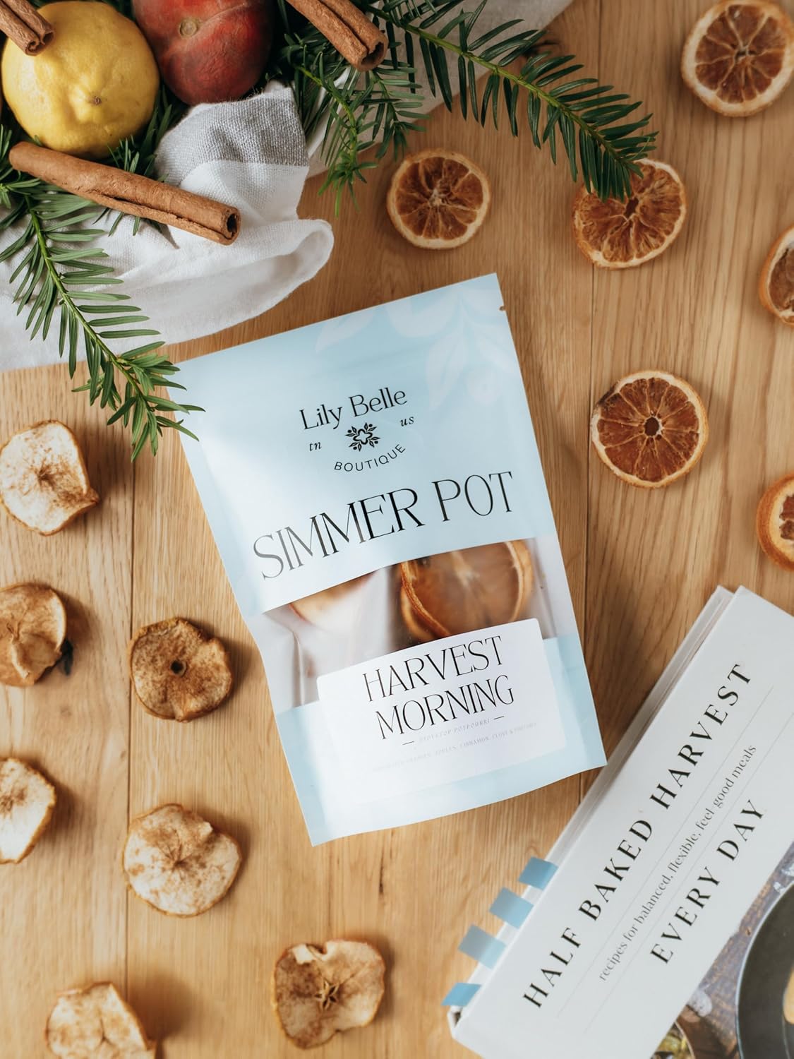 Harvest Morning Simmer Pot – All-Natural Stovetop Potpourri with Apples, Oranges, Cinnamon, Clove & Pinecones – Non-Toxic & Fragrance-Free Home Scent – 50 Hours of Cozy Fall Aroma