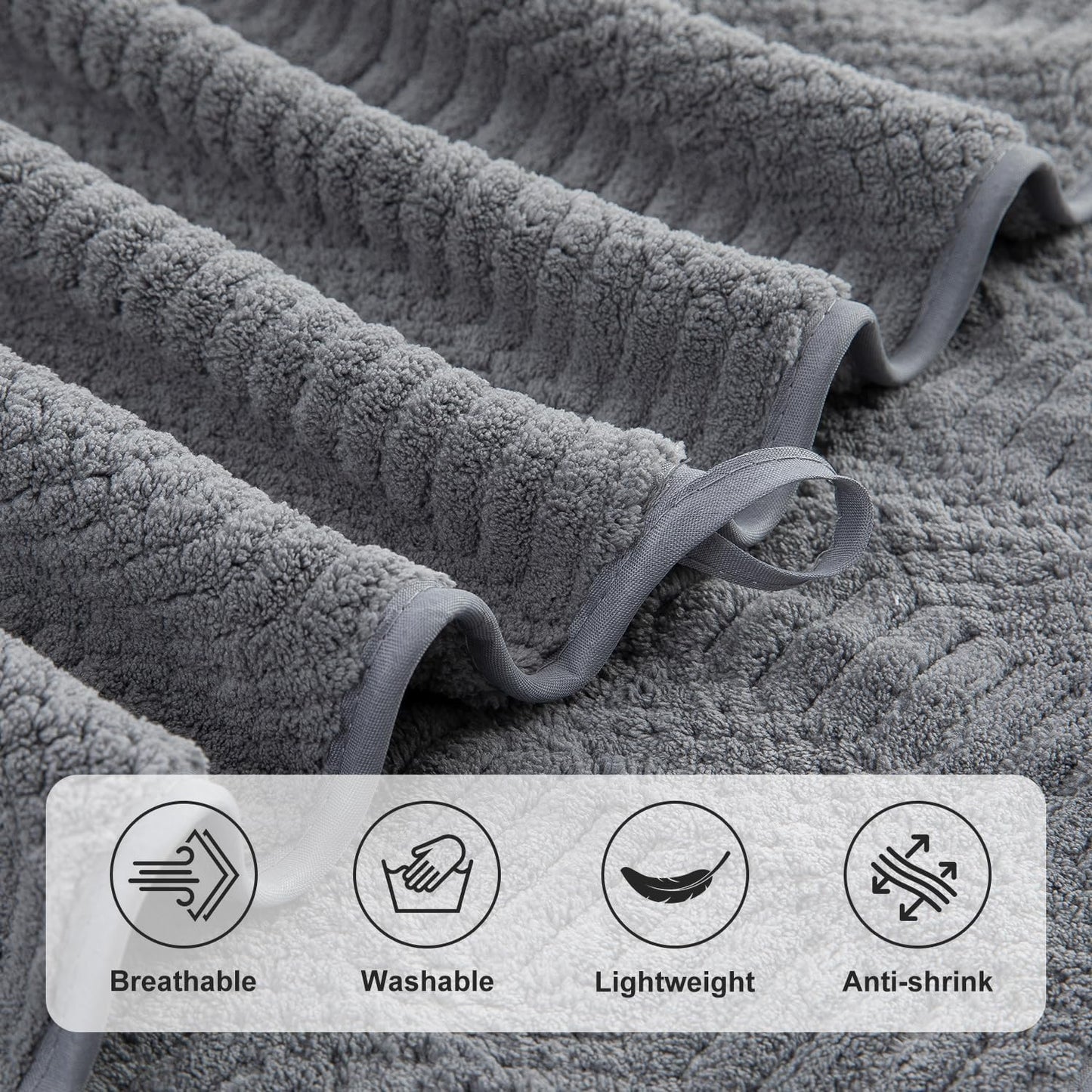 8 Piece Bath Towel Set-2 Oversized Bath Sheets(35"x70"),2 Hand Towels,4 Washcloths-Extra Large Microfiber Towel Sets,Less Lint Highly Absorbent & Quick Dry Bath Towels for Bathroom Gym Pool, Grey