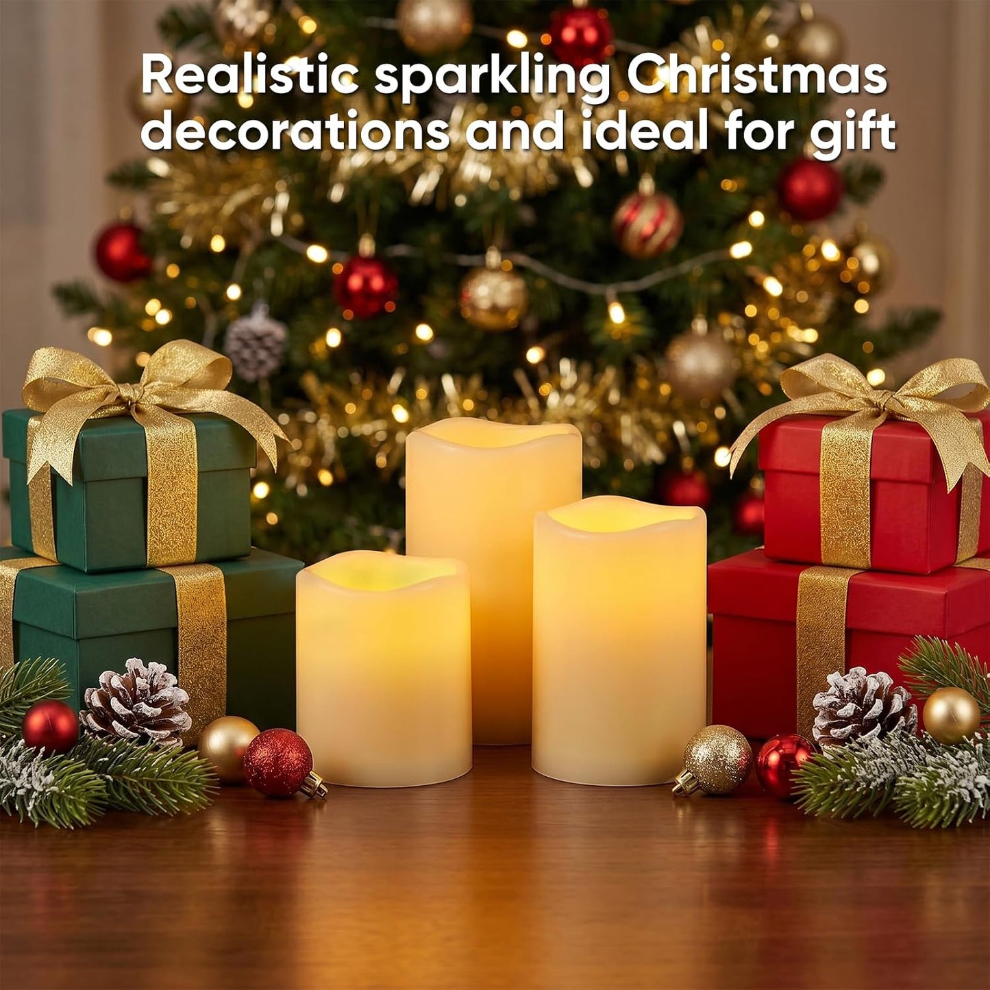 Amagic 3" x 6" Outdoor Waterproof Flameless Candles, Battery Operated Candles with Remote and Timer, Flickering Electric LED Pillar Candle for Outdoor Patio, Garden, Indoor Room Decor, Ivory, Set of 6