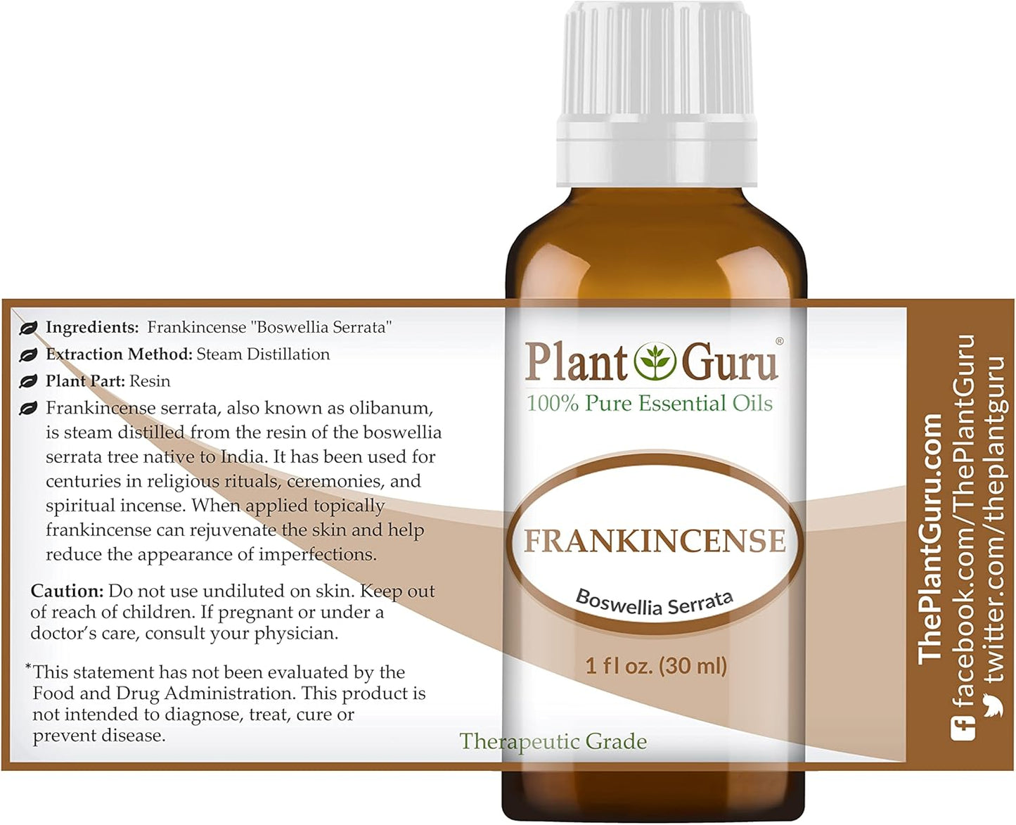 Plant Guru Frankincense 30 ml / 1 oz Undiluted Essential Oil