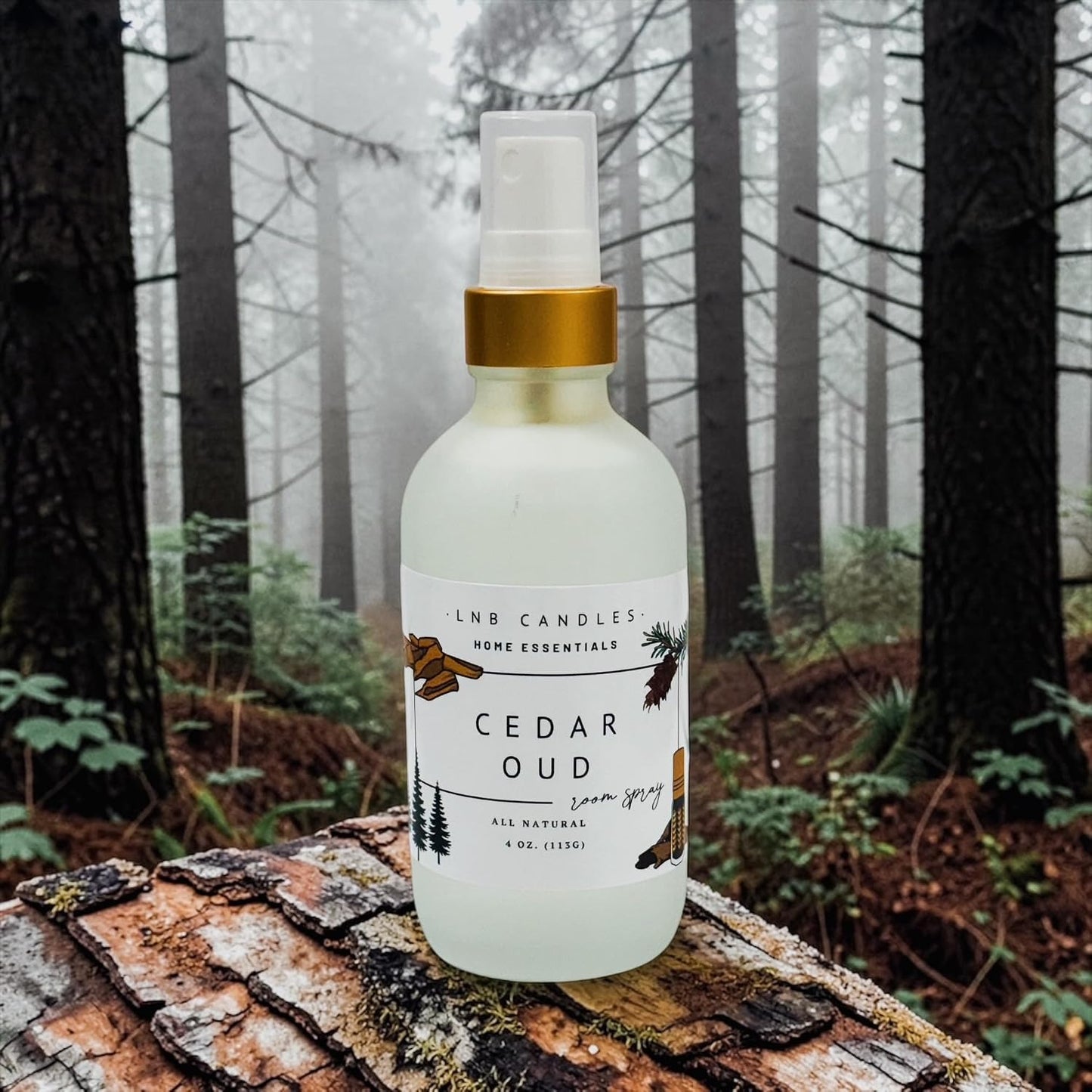 Room Spray Cedar Oud – Luxury Woodsy Air Freshener & Linen Spray – Warm Cedarwood & Oud Scent – Strong Long Lasting Home Fragrance – Essential Oils – Made in USA