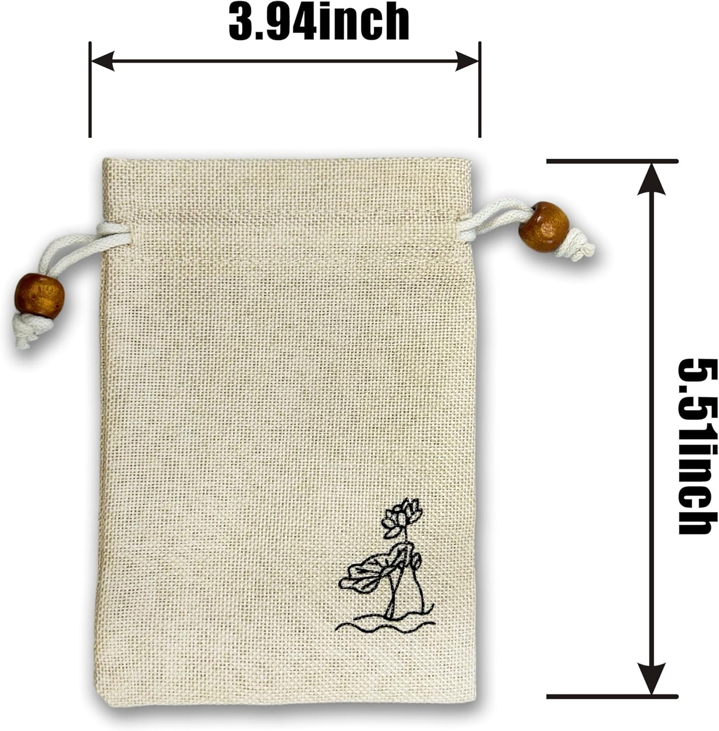 Drawstring Burlap Gift Bags Empty Sachet Bags for Lavender, Soft Breathable Washable Pouches, Storage Bags for Organizing. (Beige-50, 3.94 * 5.51 inch)