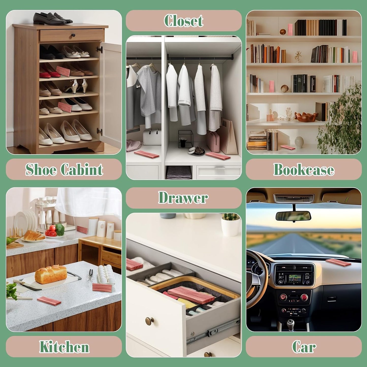 ESRICH Cedar Blocks for Clothes Storage, 60 Pack 100% Natura Cedars Wood for Closets,Cedars Planks with Sandpaper,Cedar Chips for Closets and Drawers