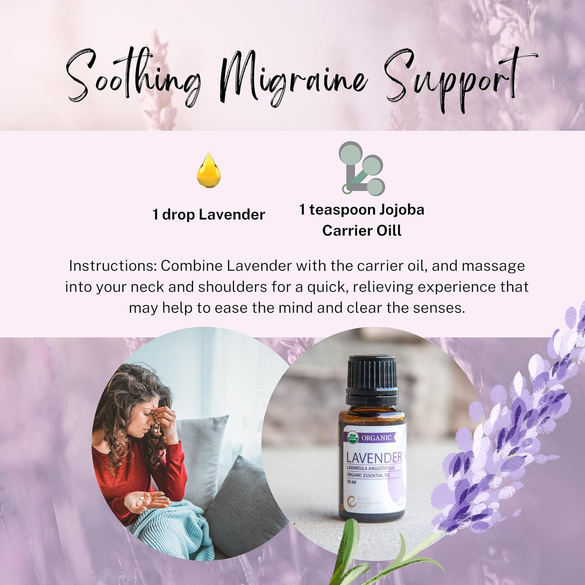 Rocky Mountain Oils Organic Lavender Essential Oil - Aromatherapy Essential Oils for Diffuser, Topical, and Home - 15ml