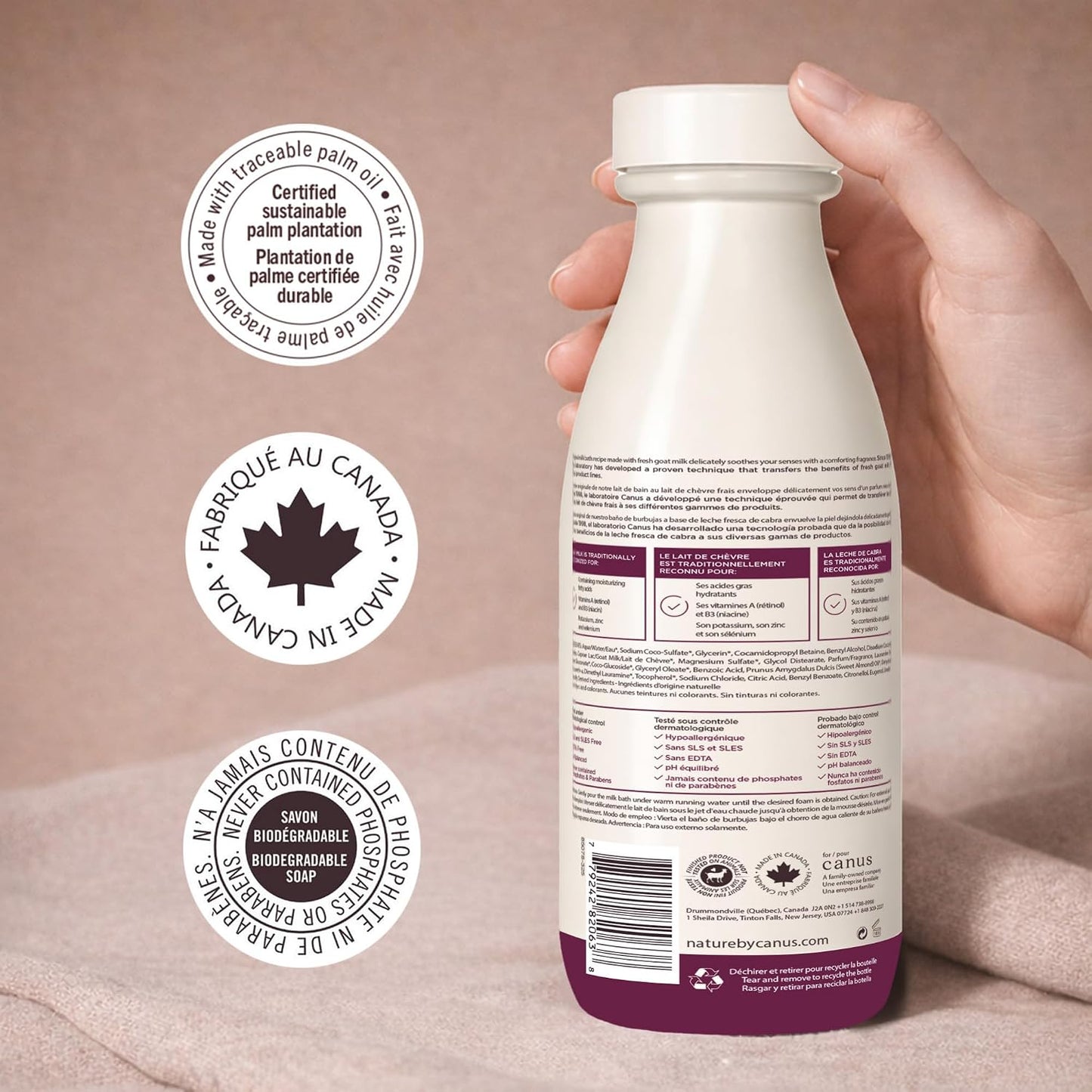 Goat Milk Bubble Bath Foaming Soak, 27.1 Fl Oz with Fresh Canadian Goat Milk, Smoothing Bath Milk for Soft Skin, Nature by Canus Original