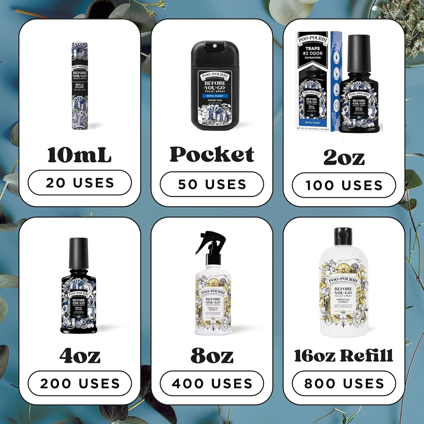 Poo-Pourri Before-You-Go Pocket Toilet Spray, Travel Essentials, Royal Flush, 1 Fl Oz, Up to 50 Uses, On-The-Go Bathroom Odor Deodorizer with Essential Oils, TSA Approved Size, Eucalyptus & Spearmint