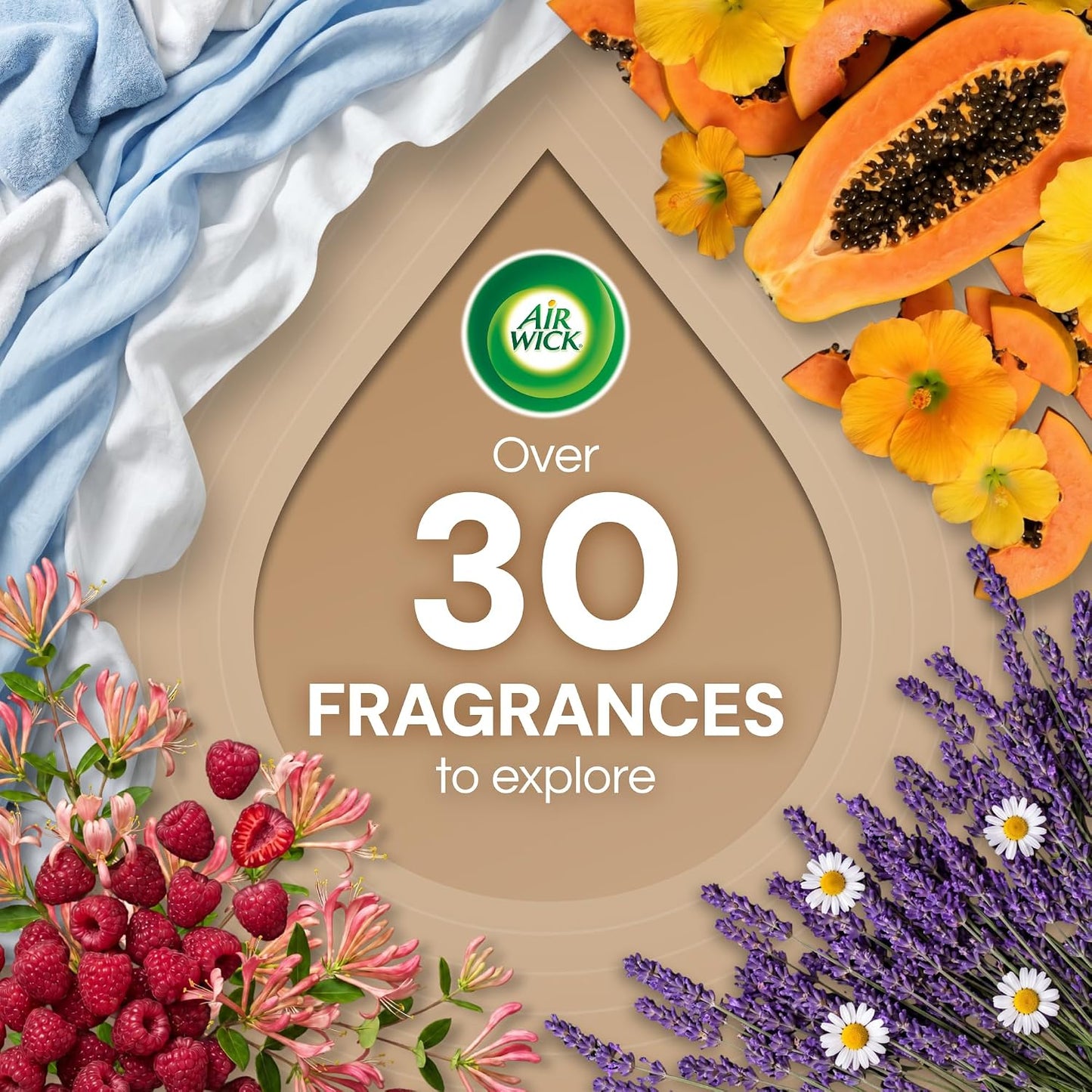 Air Wick Plug-In Scented Oil Refills, 10 Count, Vanilla and Pink Papaya, Air Freshener, Essential Oils, Eco Friendly