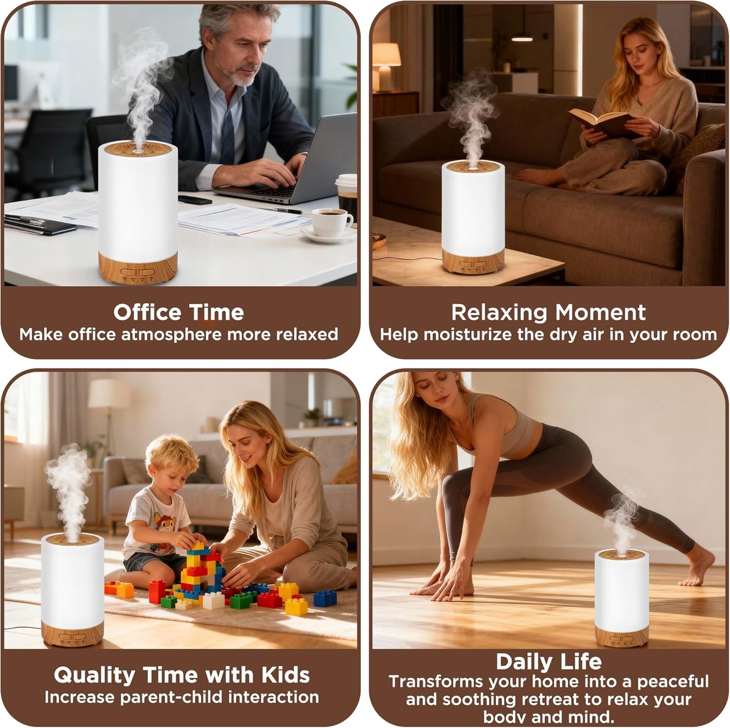 150ML Essential Oil Diffuser, Small Portable Aromatherapy Diffuser, Home Fragrance Aroma Diffuser with 7-Color LED Light, Ultrasonic Cool Mist Humidifier/Air Revitalizer for Bedroom(Light Color)
