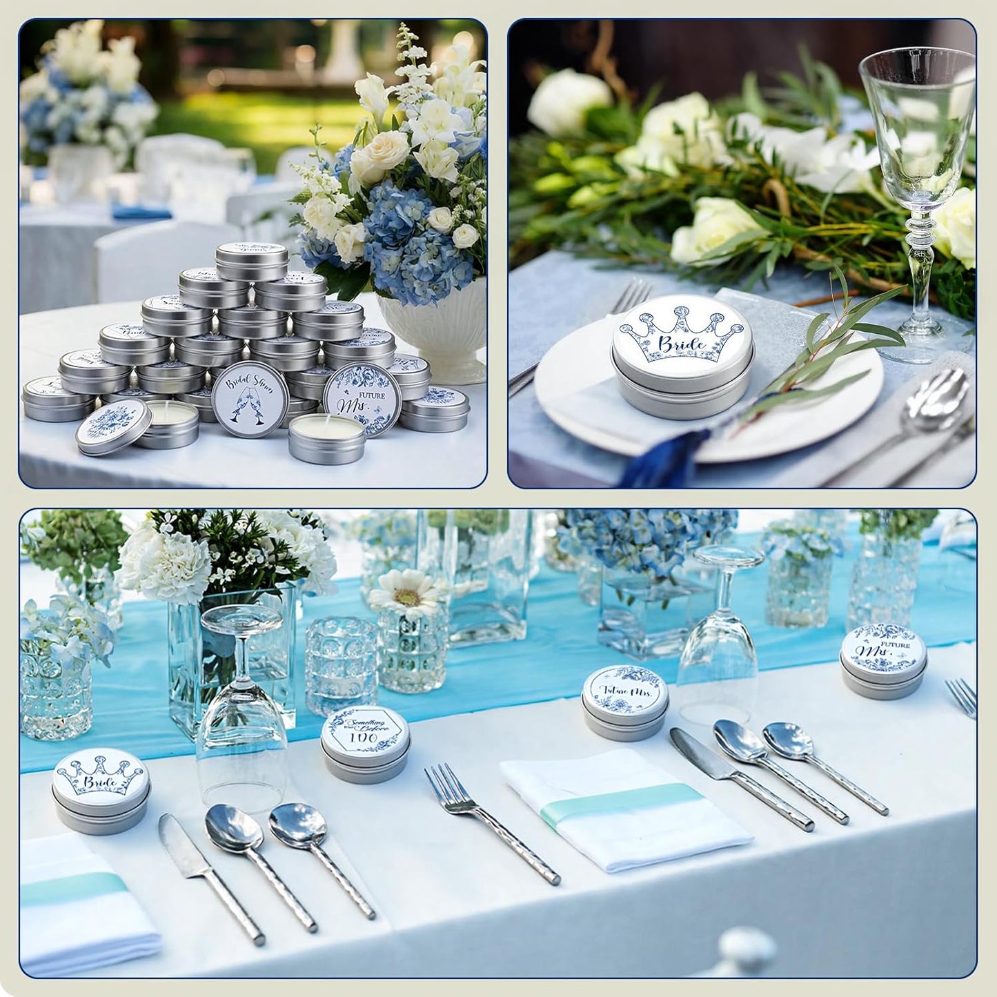 Treela 24 Pcs Something Blue Before I Do Candles Favors Lavender Scented Candle Tins with Lids Floral Candle Gift Favors for Something Blue Bridal Shower Bachelorette Engagement Wedding Party