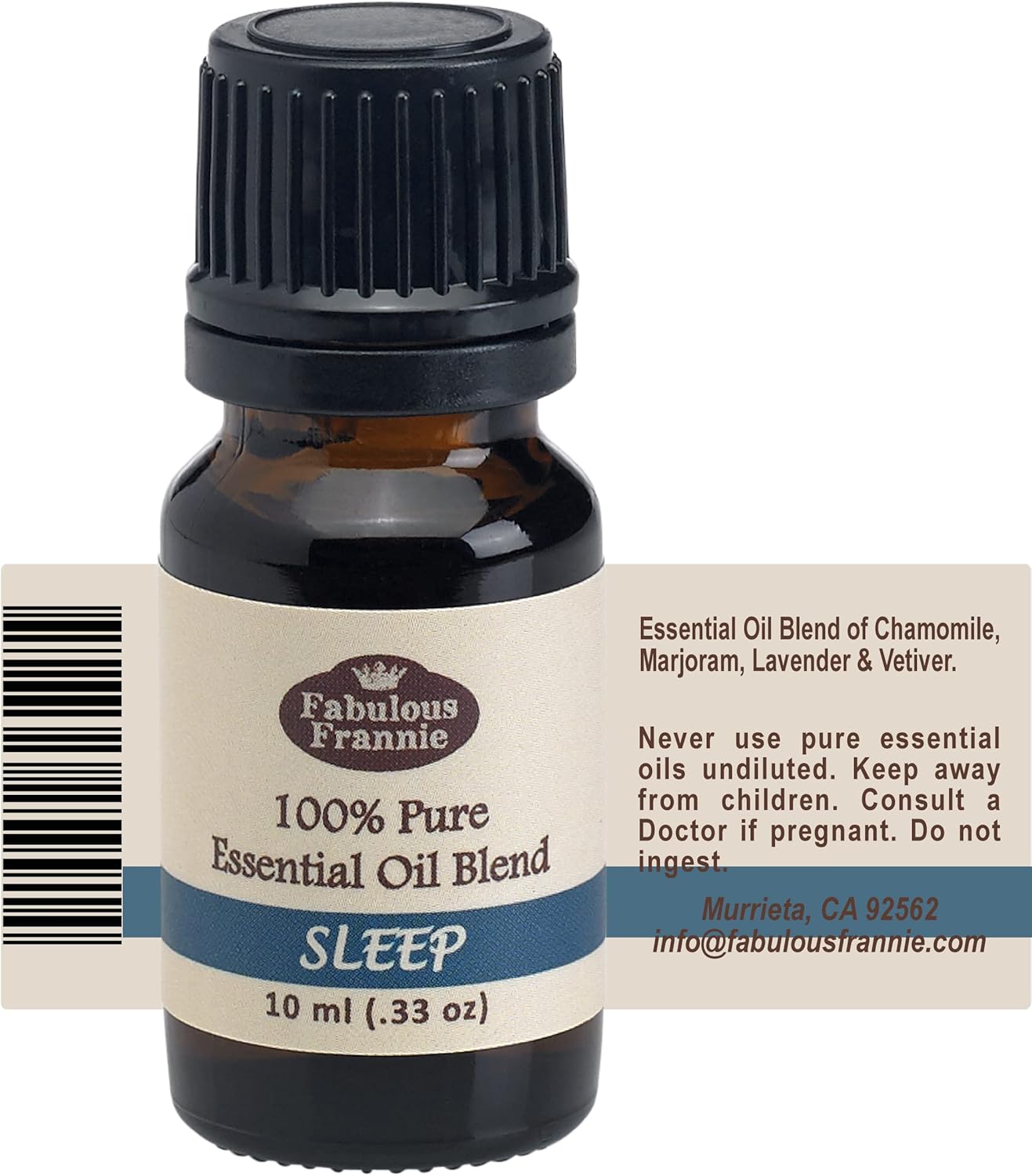Fabulous Frannie Sleep Essential Oil Blend 100% Pure, Undiluted Essential Oil Blend Therapeutic Grade - 10 ml A Perfect Blend of Chamomile, Marjoram, Bulgarian Lavender and Vetiver Essential Oils.