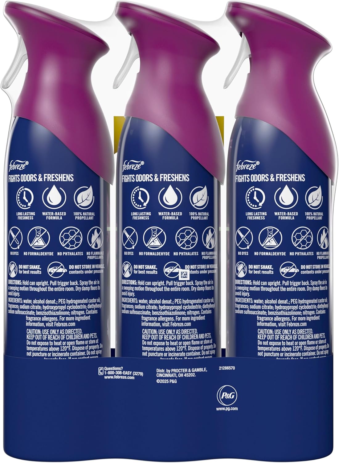 Febreze Air Mist, Air Freshener Spray, Odor Fighting Room Spray, Deodorizer for Home Bathroom Kitchen Office Apartment Dorm Room Classroom, Downy Calm Lavender & Vanilla Bean Scent, 8.1oz (Pack of 3)
