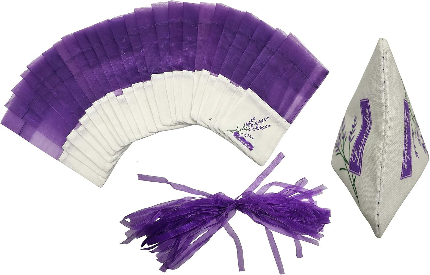 Sanrich 50PCS Lavender Sachet Bags Empty Purple Gauze Ribbons Cotton-Ramie Sacks (deep Purple)
