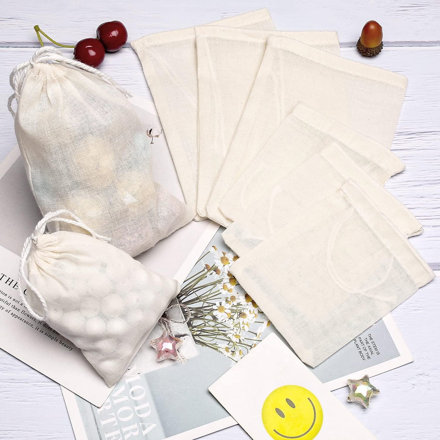 Limko Cotton Bags Muslin Bags Sachet Bag for Home Supplies (3x4 Inch 10 Pack)
