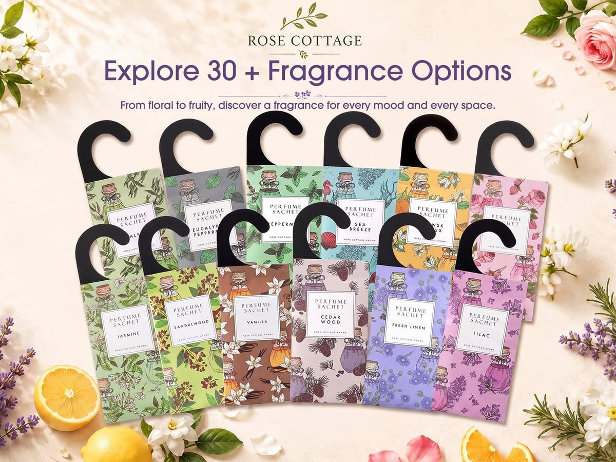 ROSE COTTAGE Large 12 Packs Cedar Wood Hanging Closet Deodorizer Air Freshener Long Lasting Scented Sachets Smell Goods for House