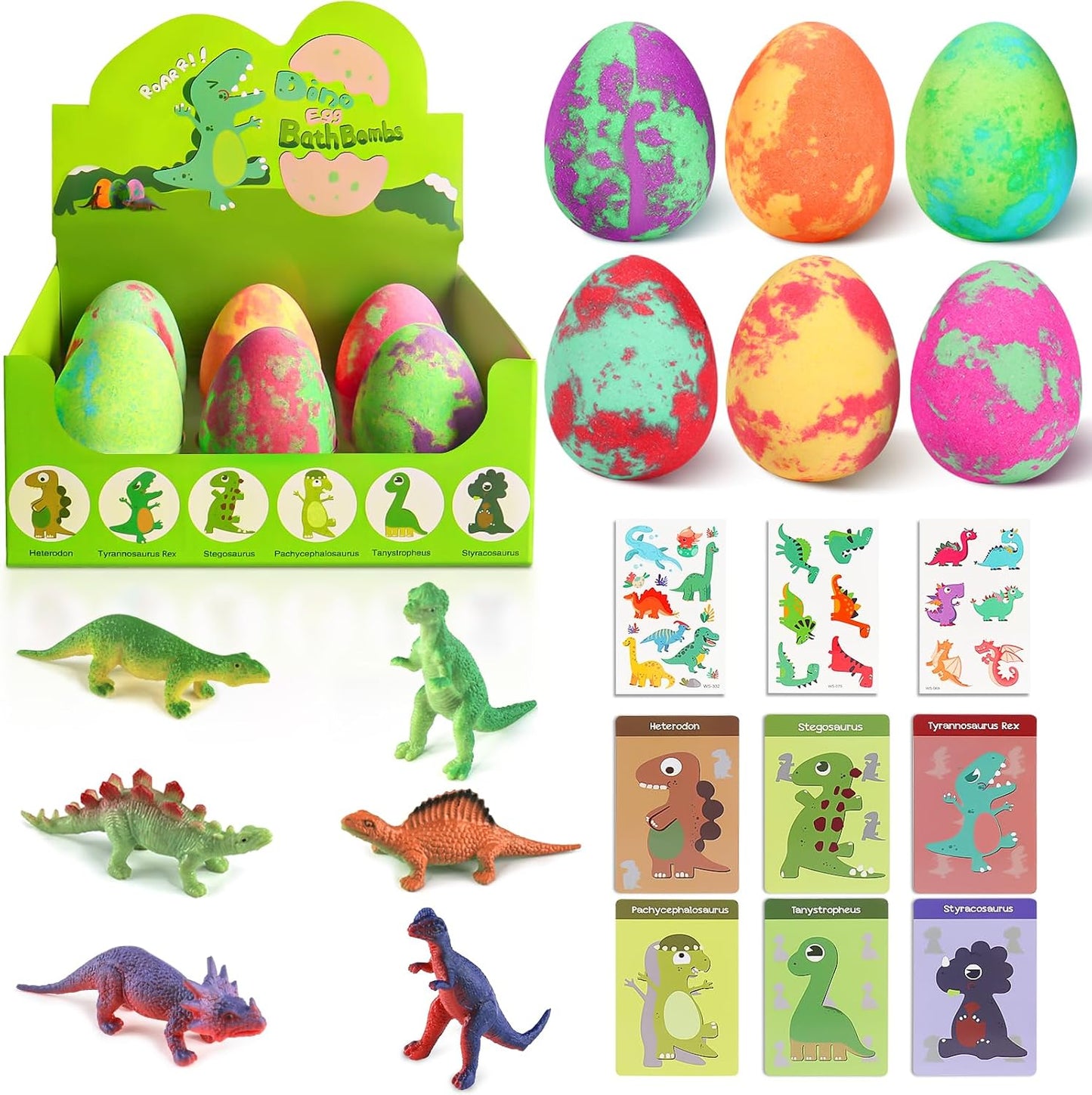 Bath Bombs for Kids with Surprise Toys Inside, XXL Dinosaur Toys Bath Bomb Eggs Gift Set, Bath Gifts for Boys 3 4 5 6 7 8 9 Year, Gentle and Kid Safe Bath Fizzy, Birthday Gifts for Kids